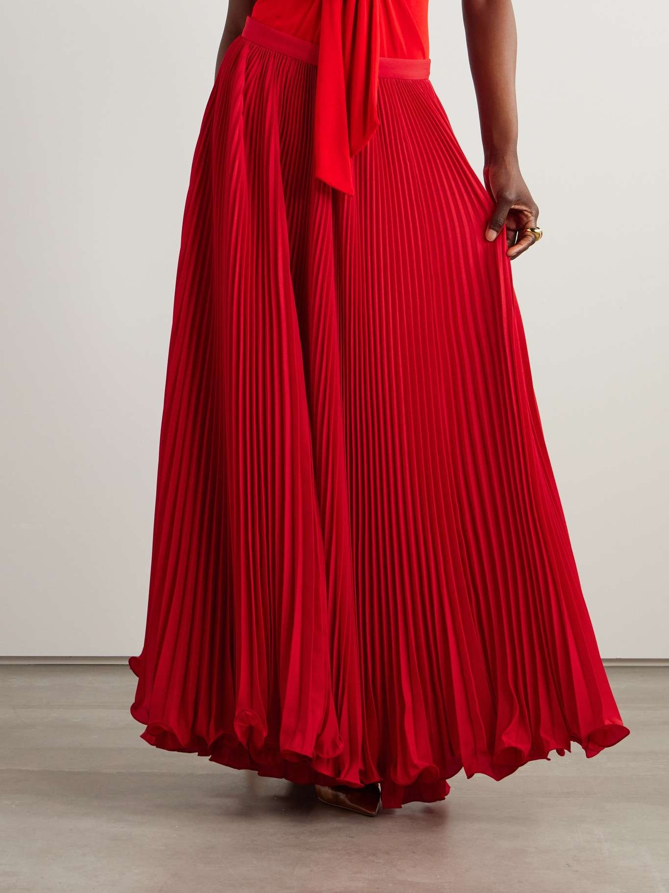 Pleated crepe maxi skirt - 3