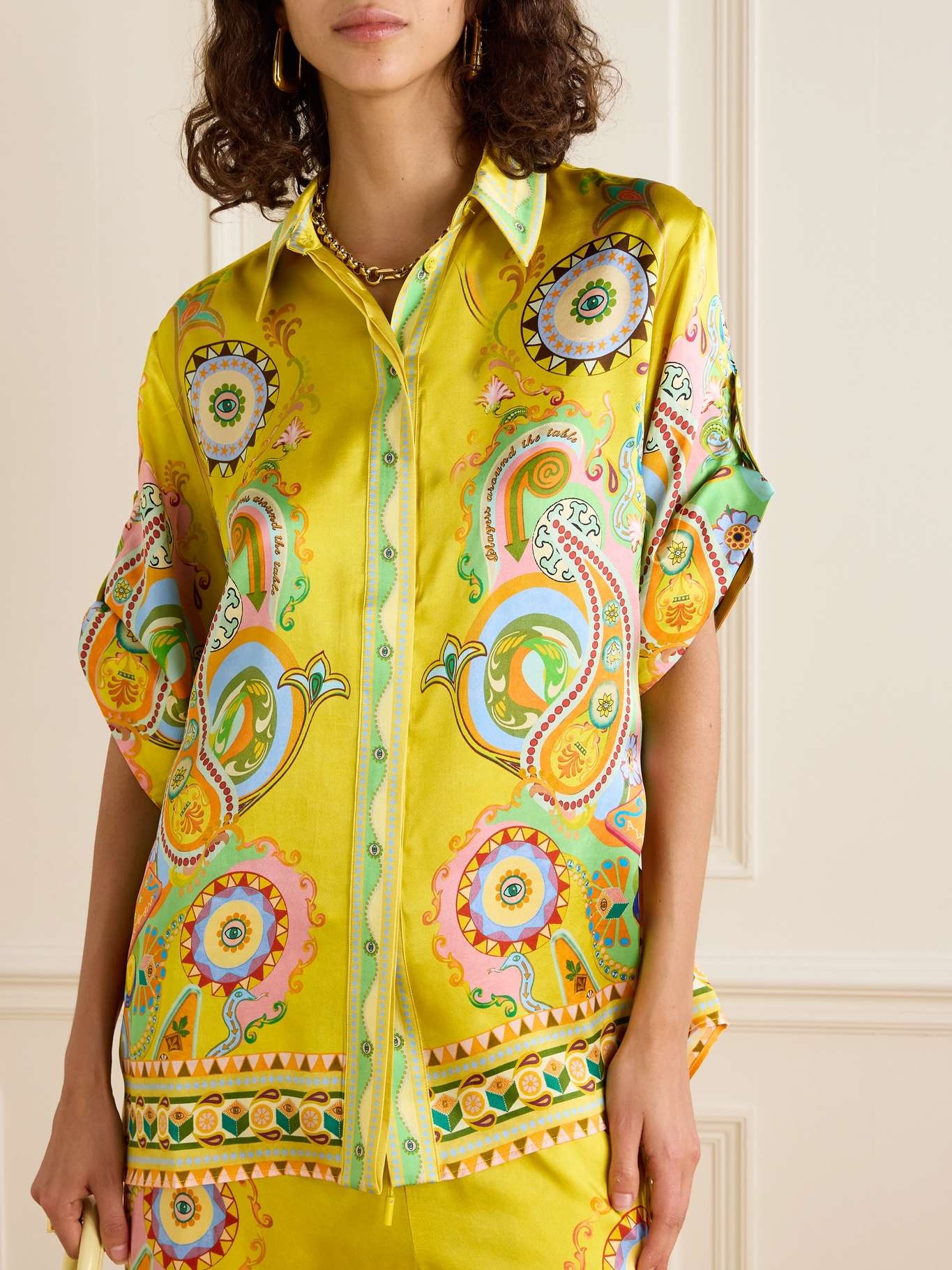 Pinball printed washed silk-satin shirt - 3