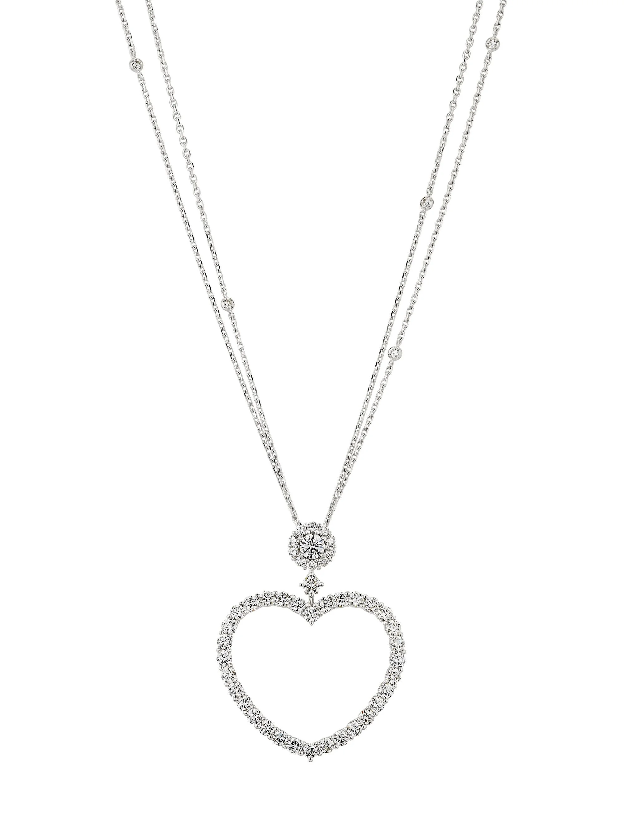 Women's L´Heure Du Diamant 18K White Gold & 3.70 TCW Diamond Heart Pendant Necklace - White Gold - 1