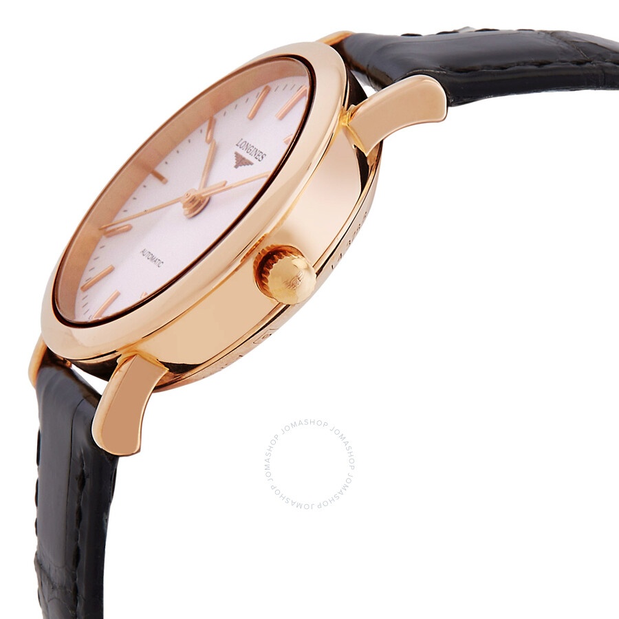 Longines The Longines Elegant Collection White Dial Black Leather Automatic Ladies Watch L4.378.8.12 - 2