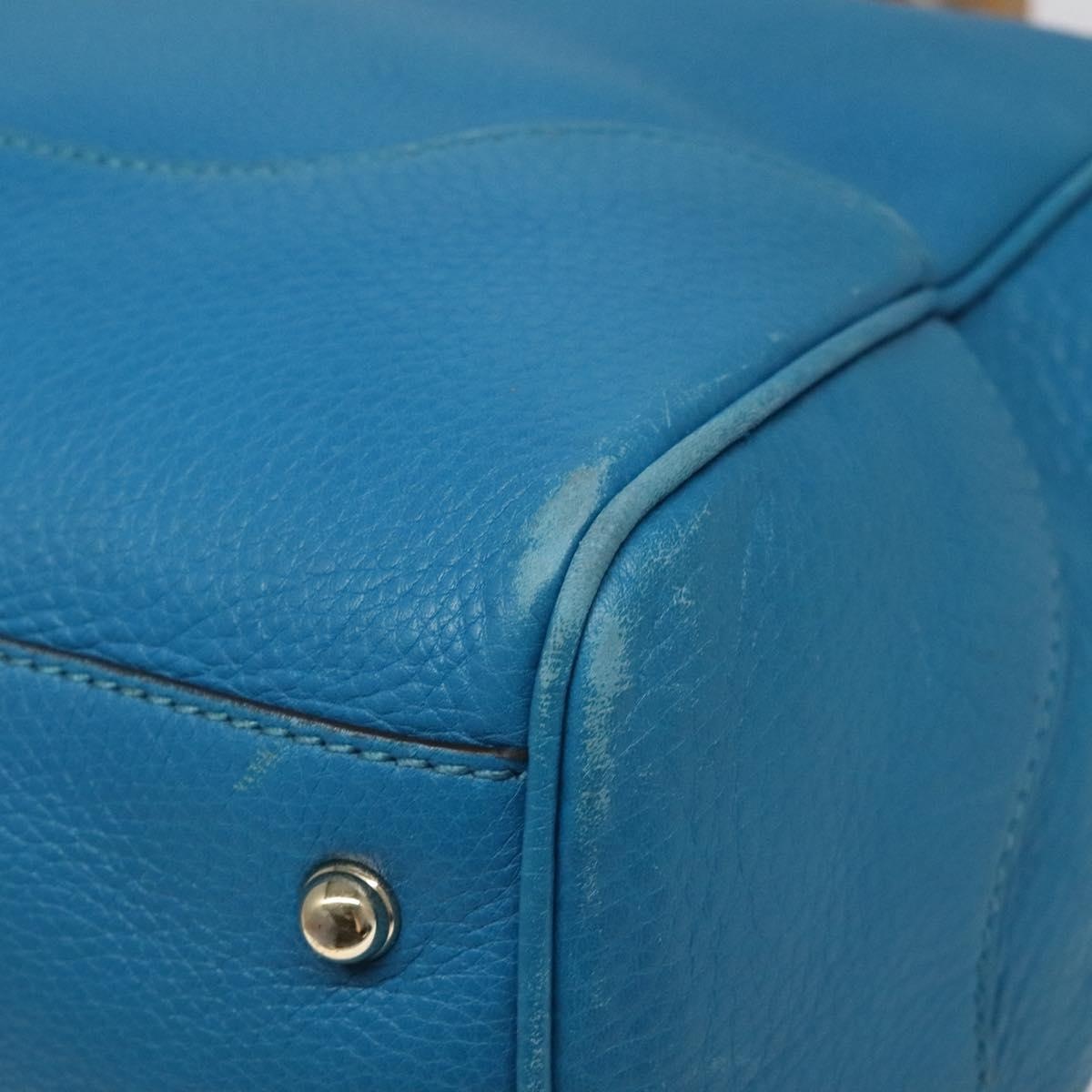 GUCCI Bamboo Hand Bag Leather Blue Gold - 15