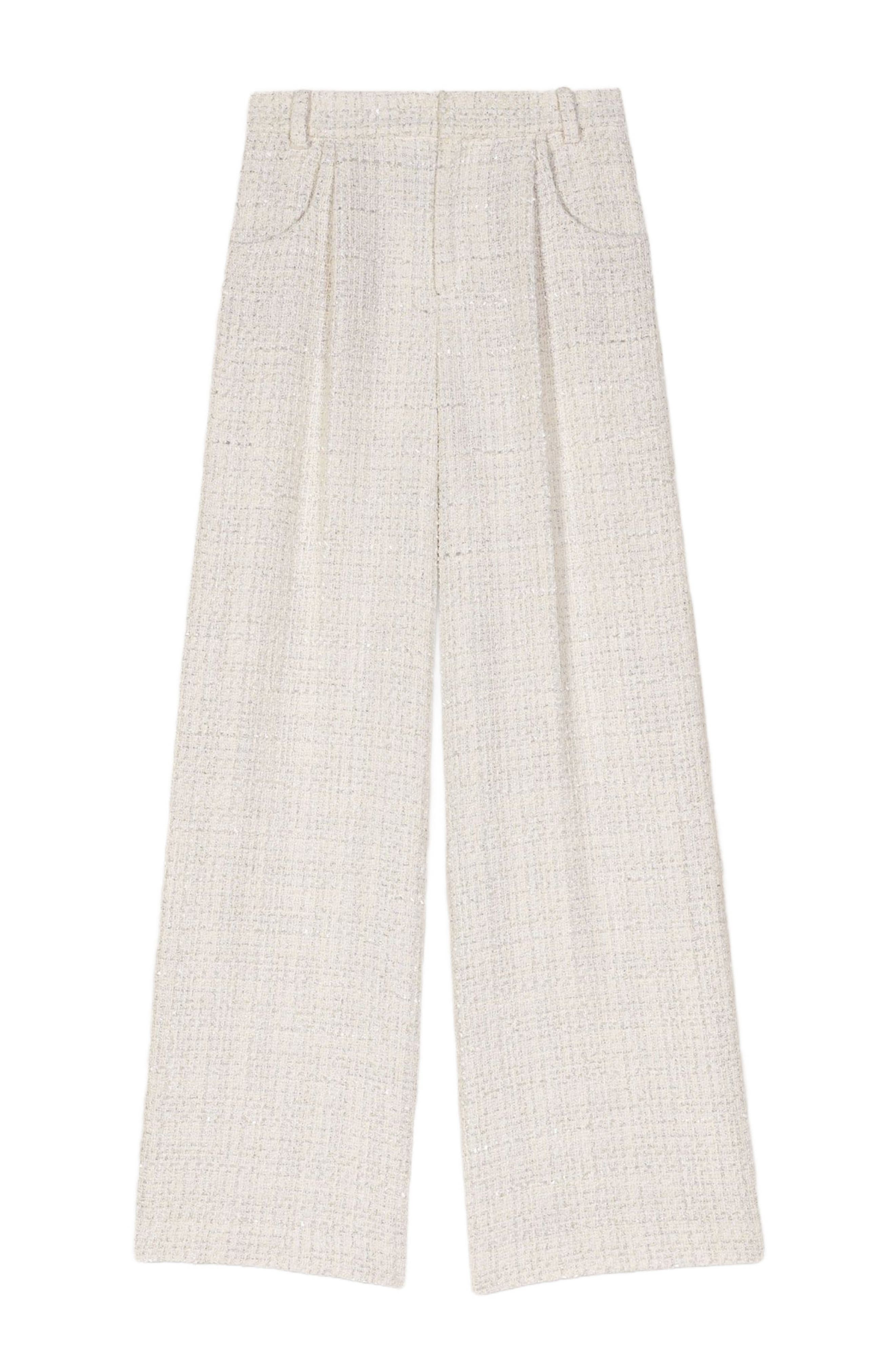 maje Wide-leg tweed trousers in Ecru at Nordstrom - 7