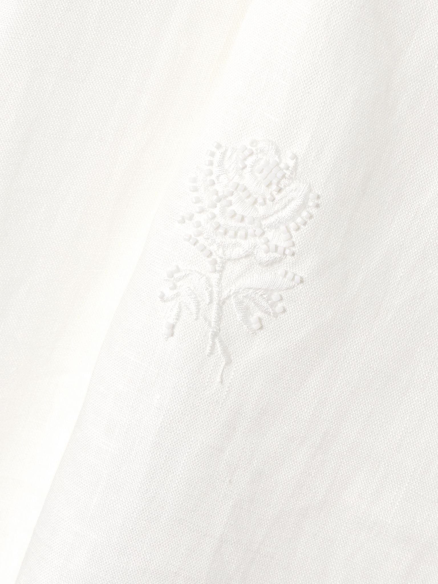 Alessandra embroidered linen midi skirt White - 4