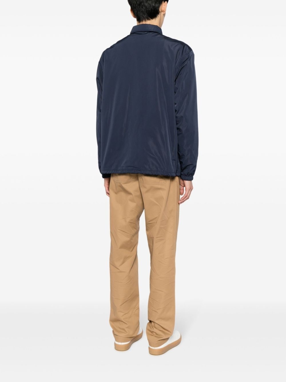 logo-embroidered drawstring shirt jacket - 4