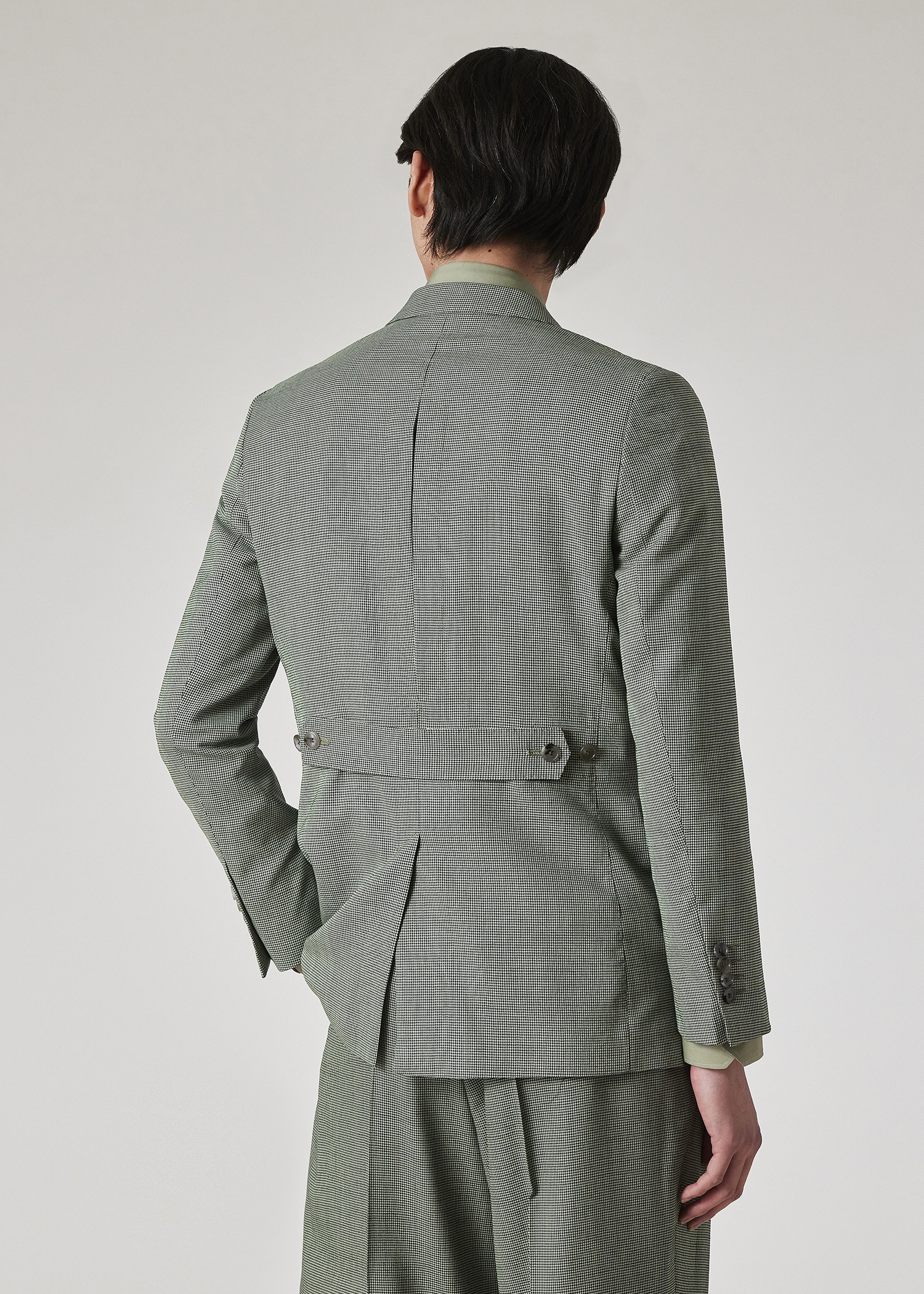 Green Overdyed Micro-Houndstooth Wool Suit - 3