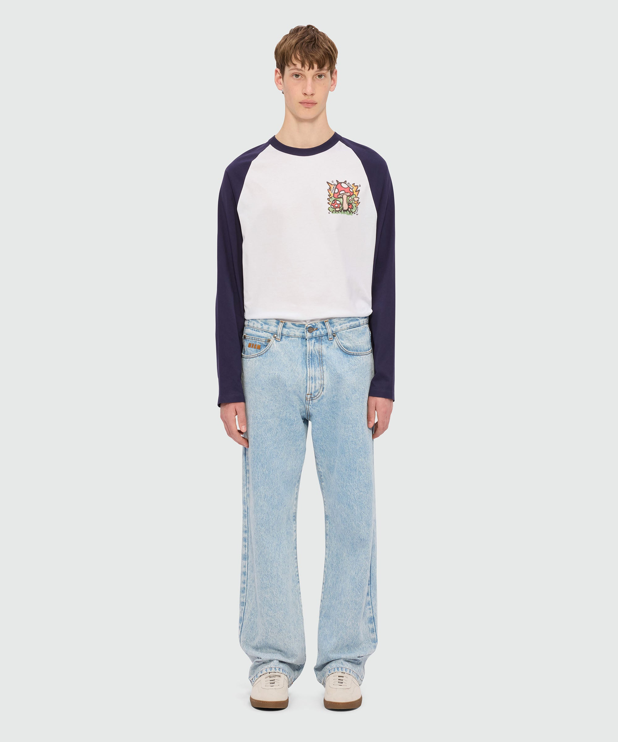 Light blue marbled denim trousers - 3