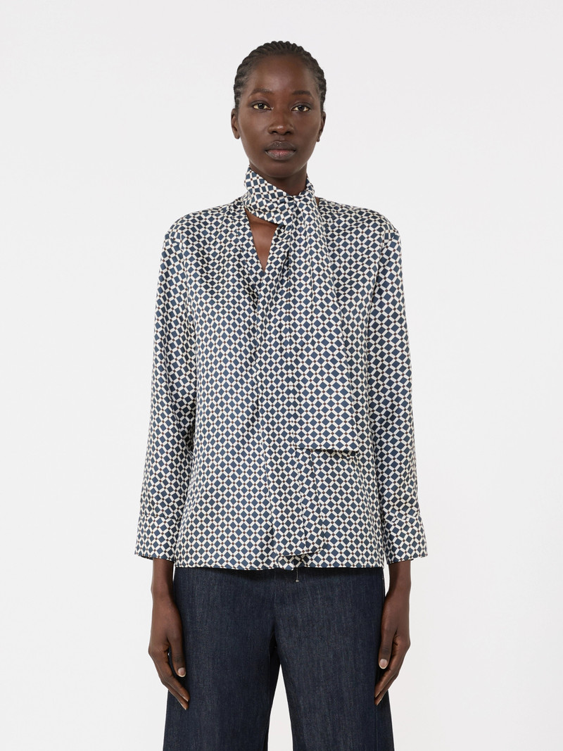 VITTORIA Printed silk shirt - MIDNIGHTBLUE 3
