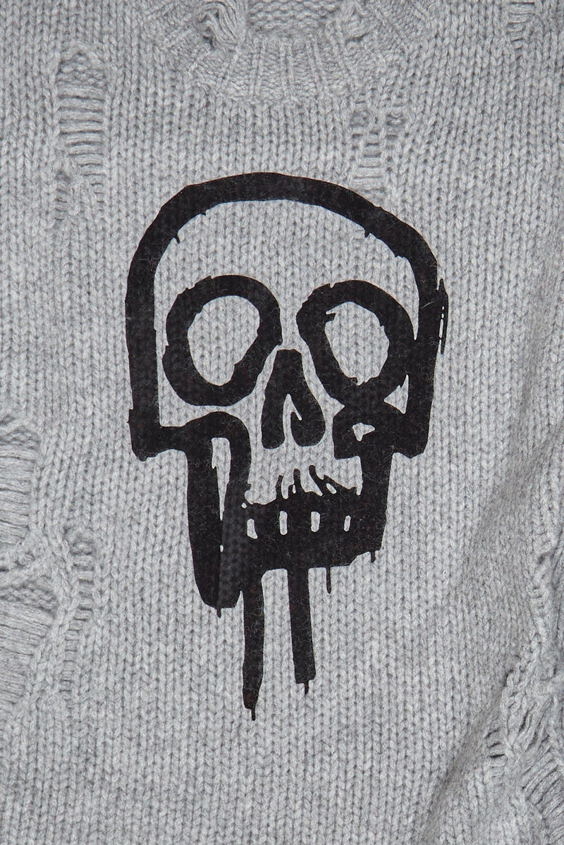 R13 SKULL DRIP SWEATER - HEATHER GREY outlook