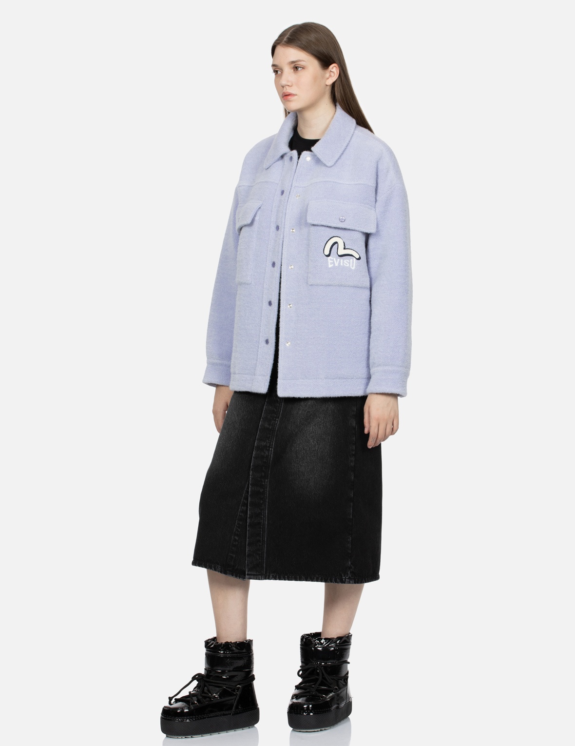 SEAGULL APPLIQUE FASHION FIT KNITTED SHIRT JACKET - 3