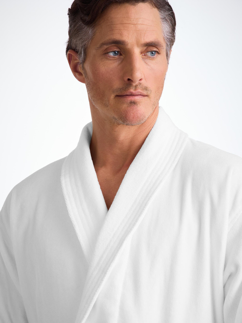Derek Rose Men's Bathrobe Triton 10 Terry Cotton White outlook