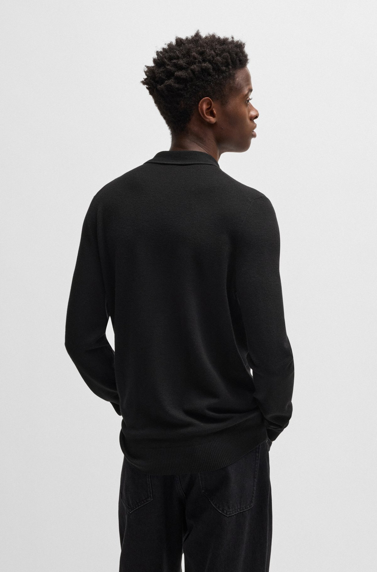 ZIP-NECK POLO SWEATER WITH STACKED LOGO - 5