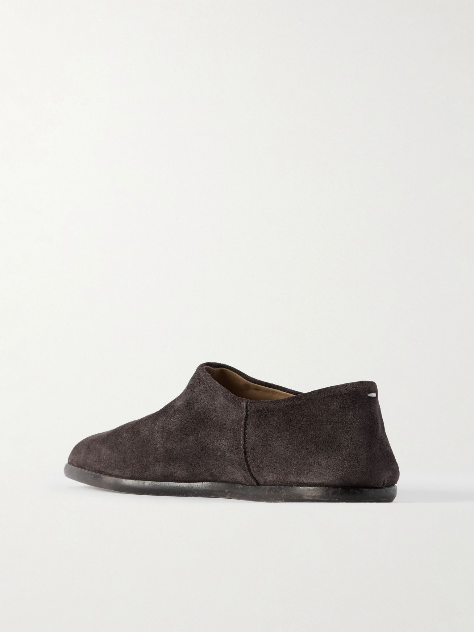Tabi split-toe suede collapsible-heel loafers Chocolate - 3