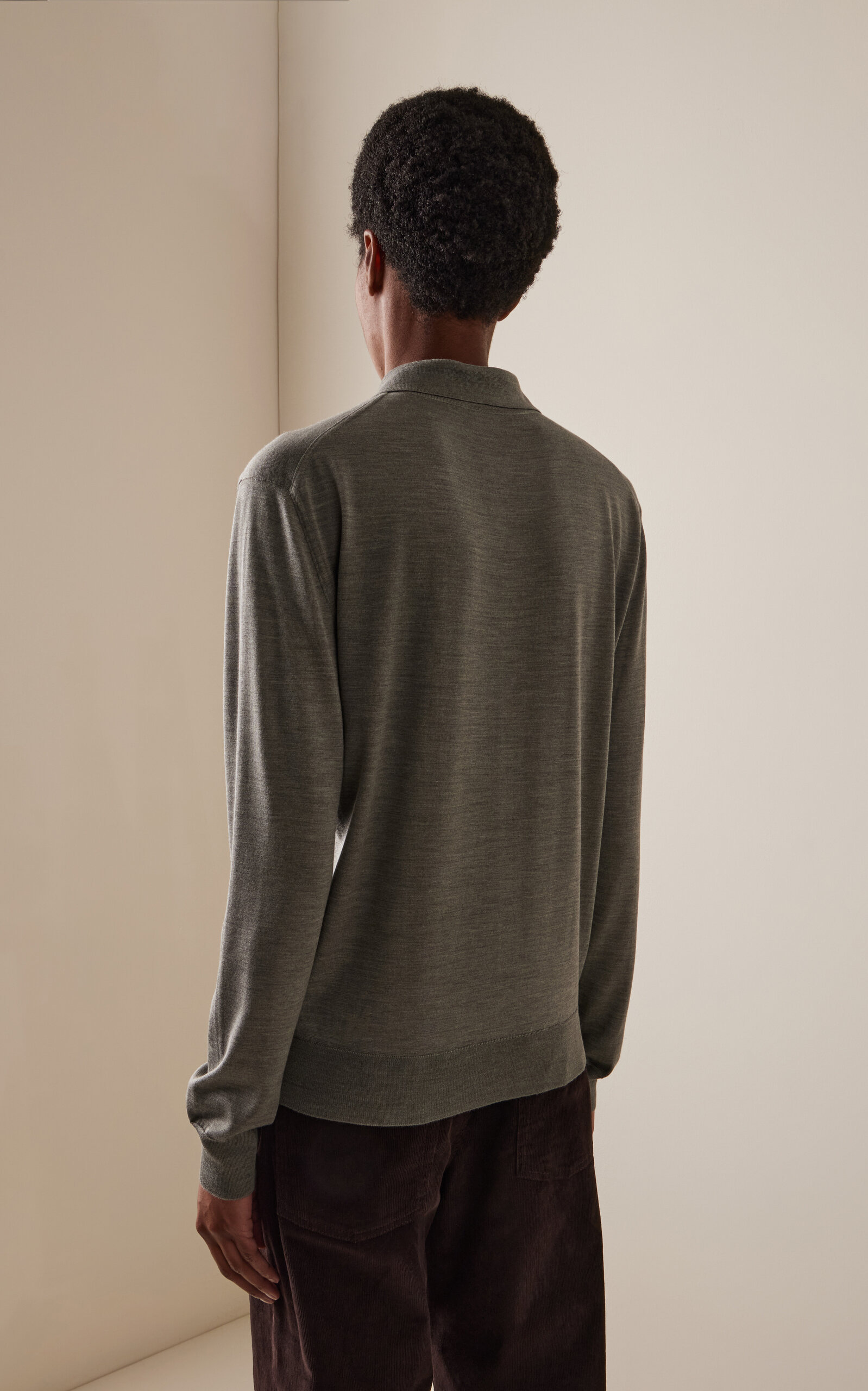 Lilienne Silk Knit Polo Top grey - 4