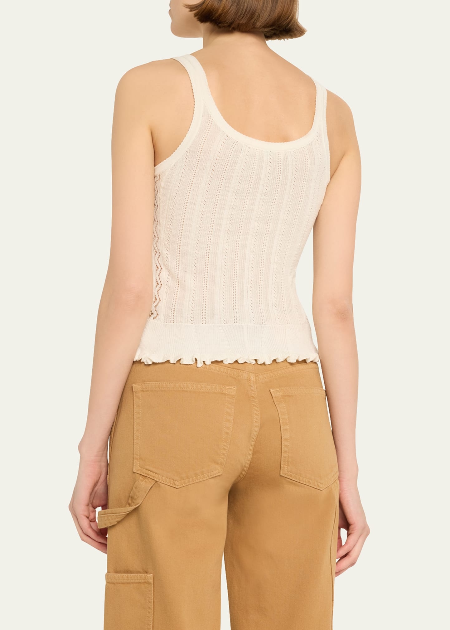 Callie Pointelle Silk and Cotton Tank Top - 3