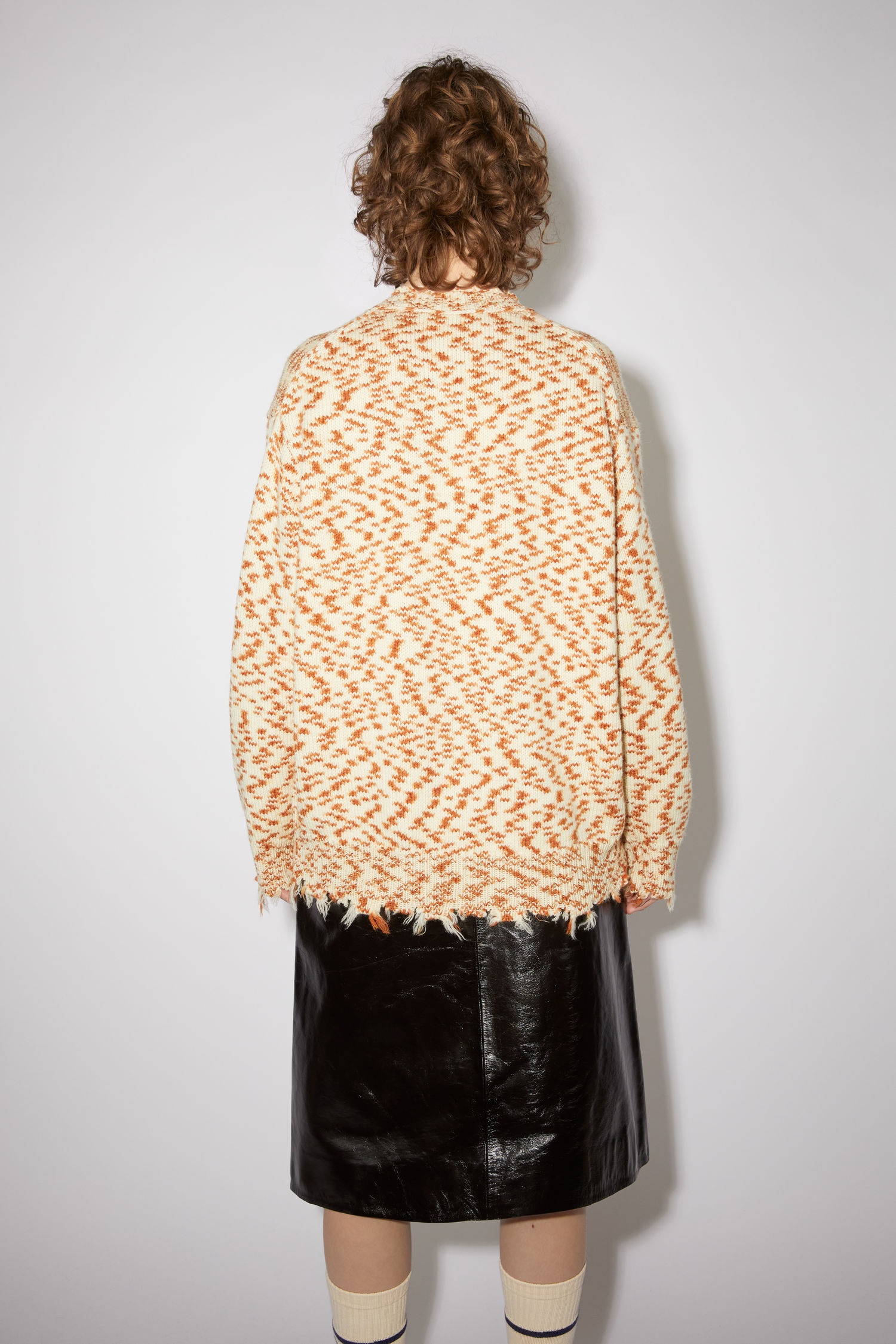 Space dye sweater - White/cognac - 3