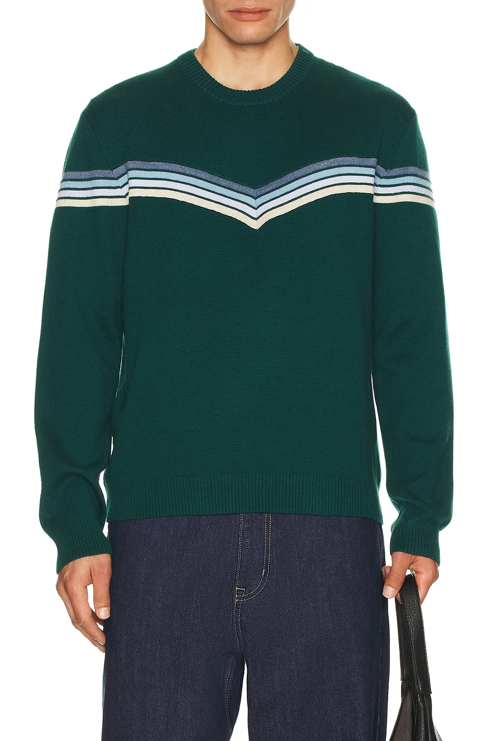 Chevron Varsity Crew Sweater - 1