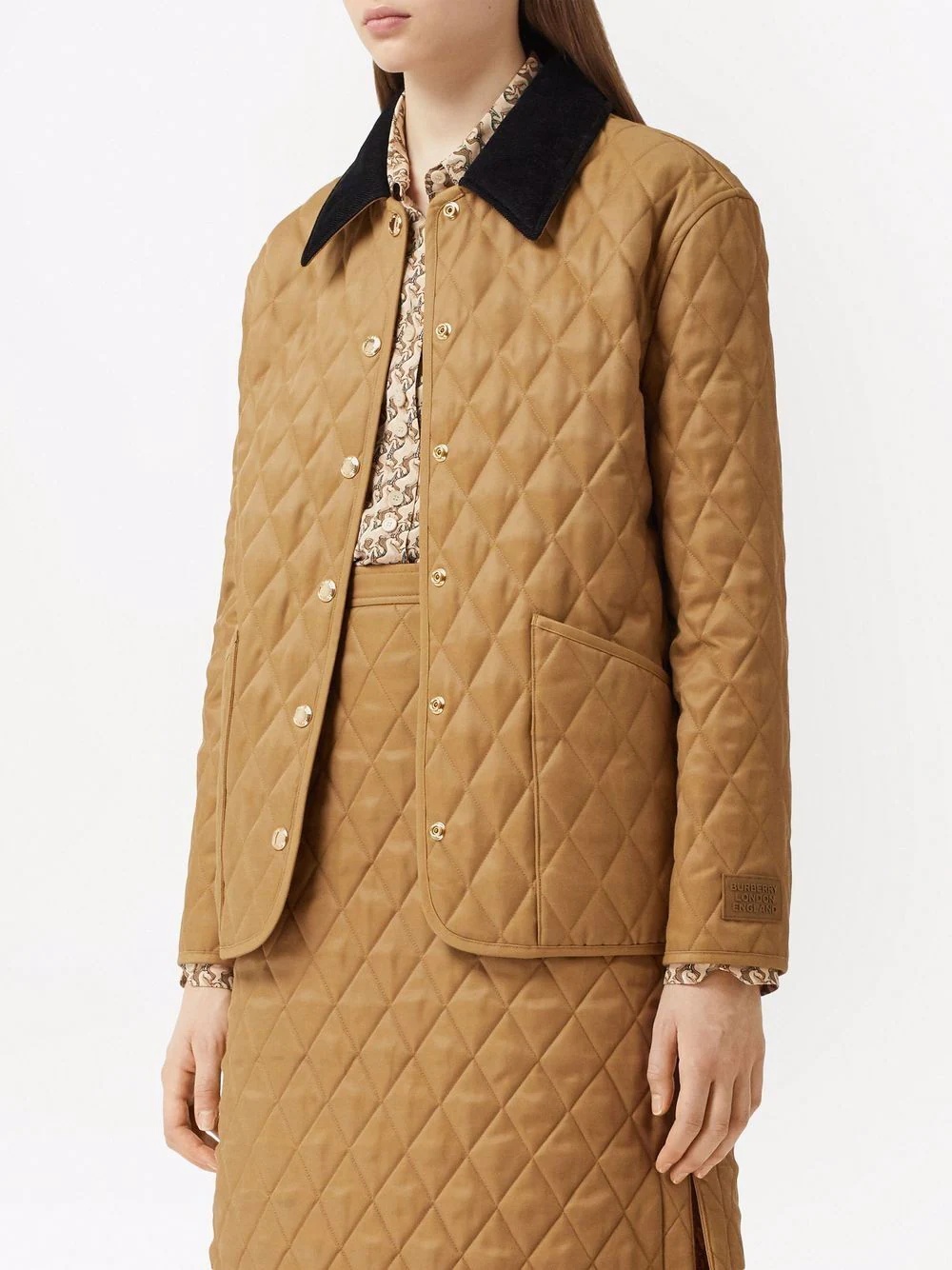 corduroy-collar diamond-quilted jacket - 3