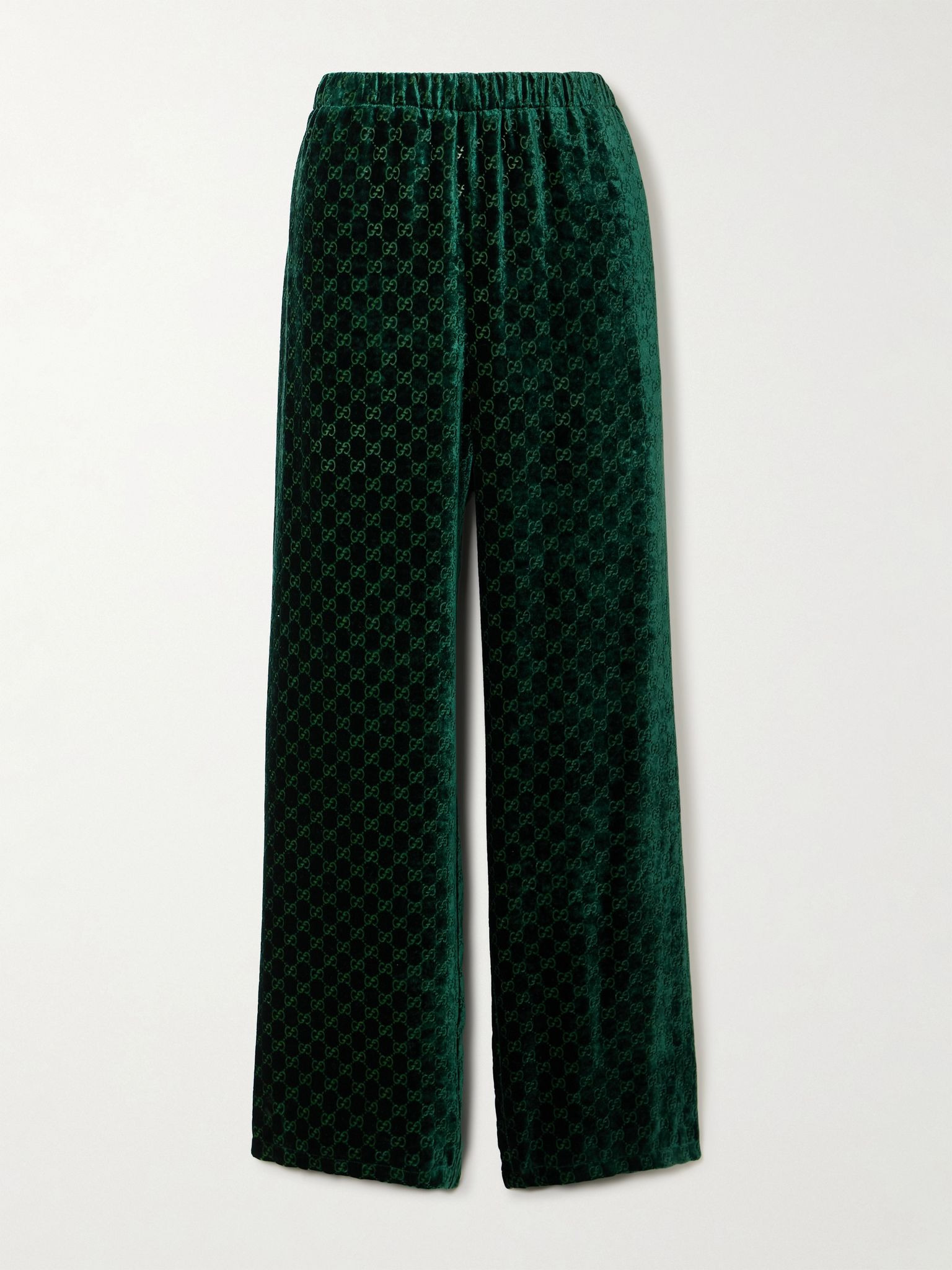 Devoré-velvet track pants Green - 1