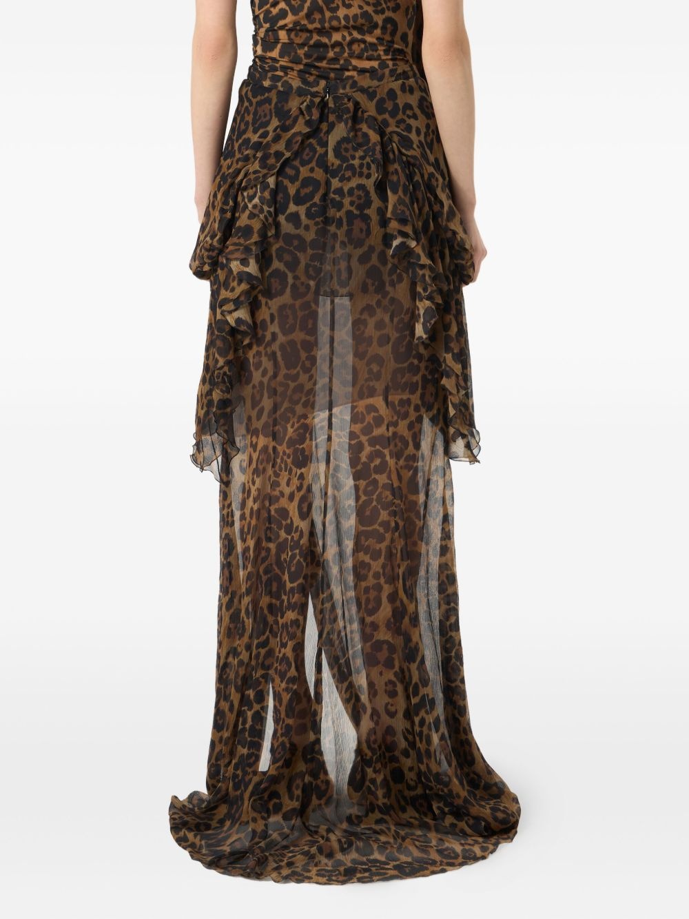 printed ruffled-detail skirt - 4