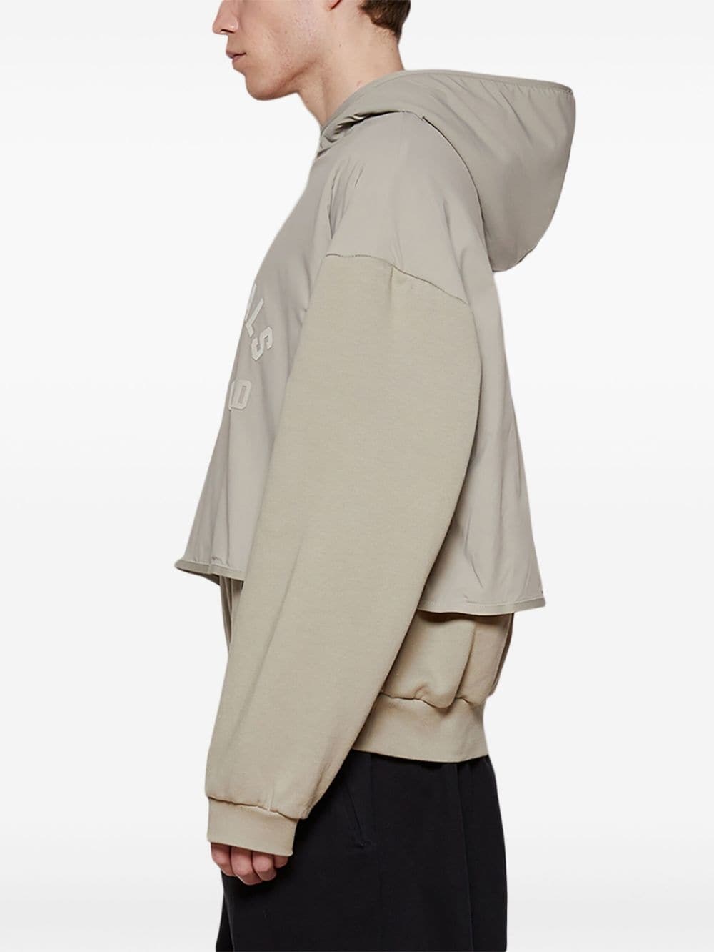 layered logo-print fleece hoodie - 4