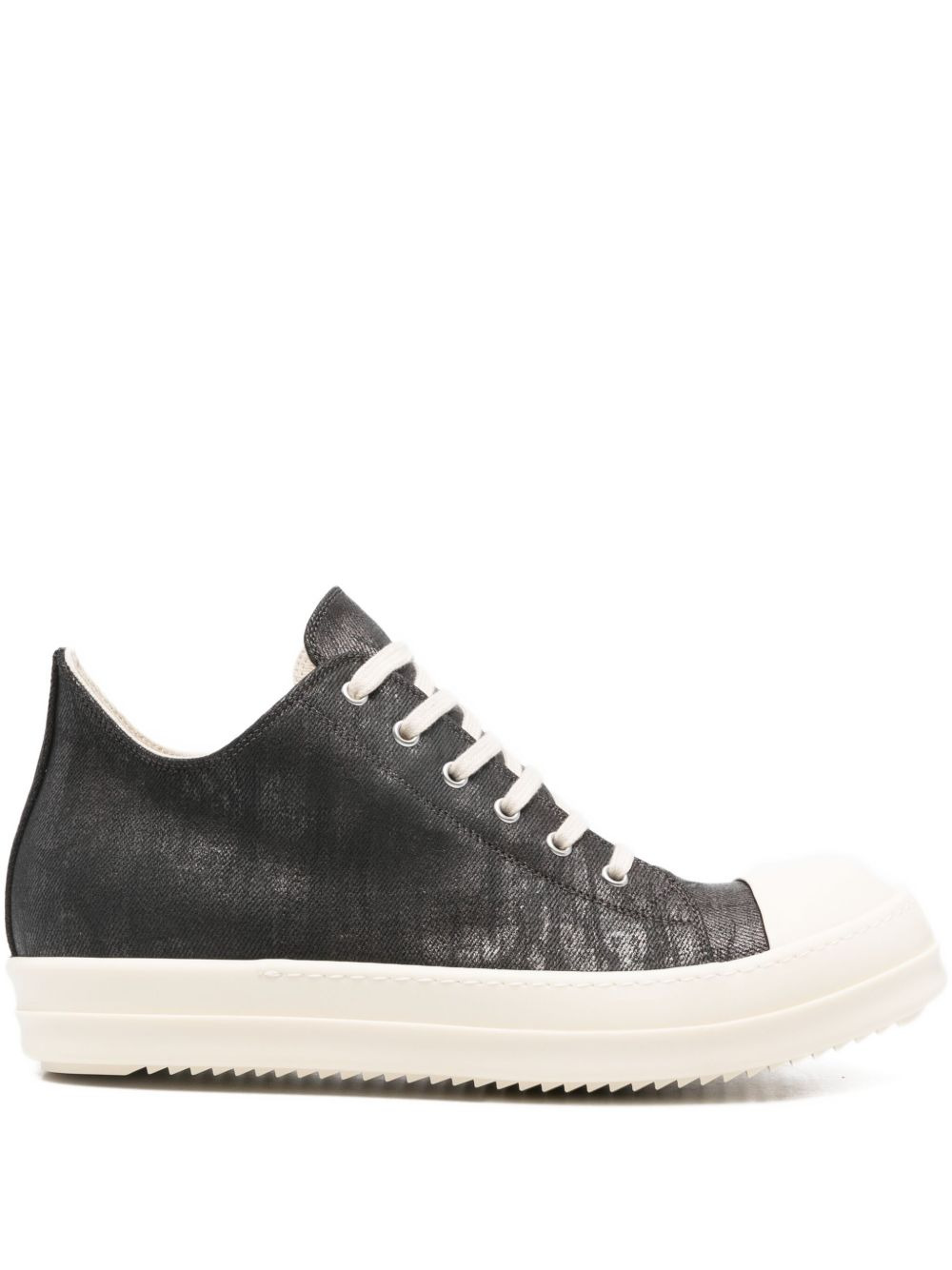 metallic denim low-top trainers - 1