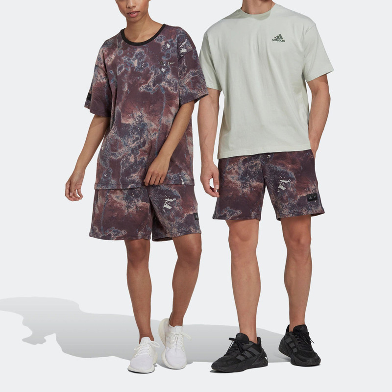 adidas Men's adidas x Parley Crossover Loose Paint Splash Effect Printing Sports Shorts Khaki Brown HK4513 outlook