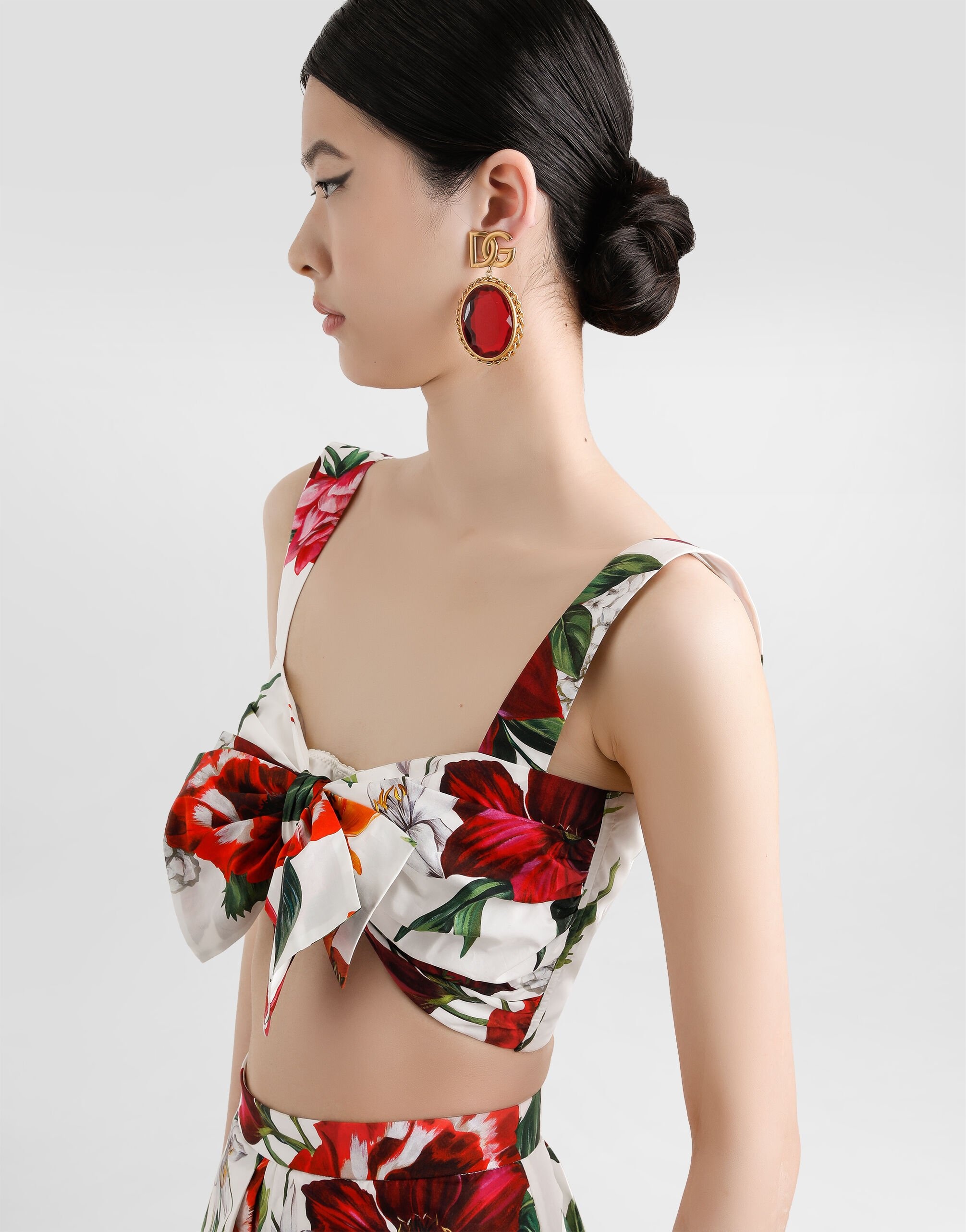 flower-print poplin top - 4