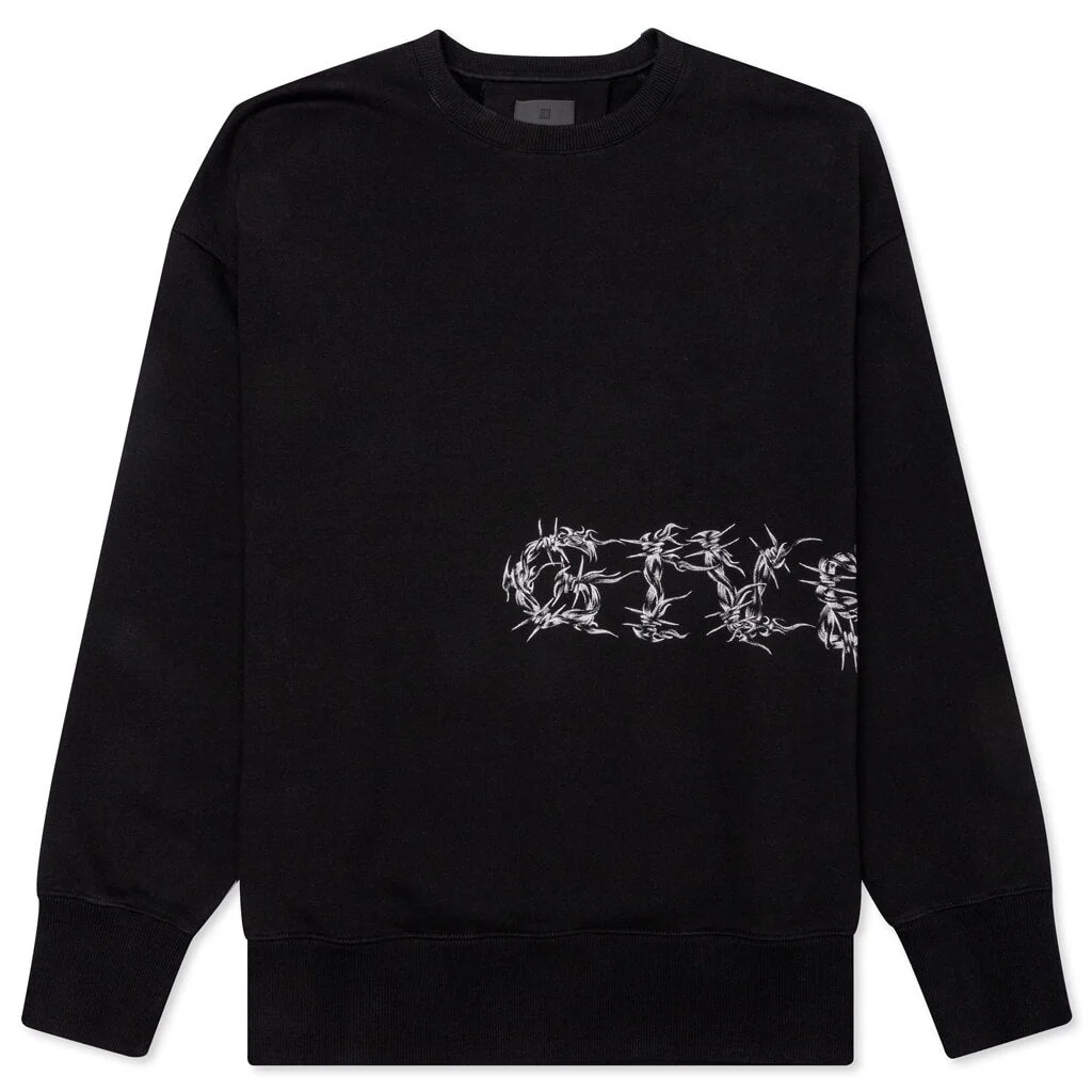 GIVENCHY LOGO BARBED OVERSIZED SWEATSHIRT - BLACK - 1