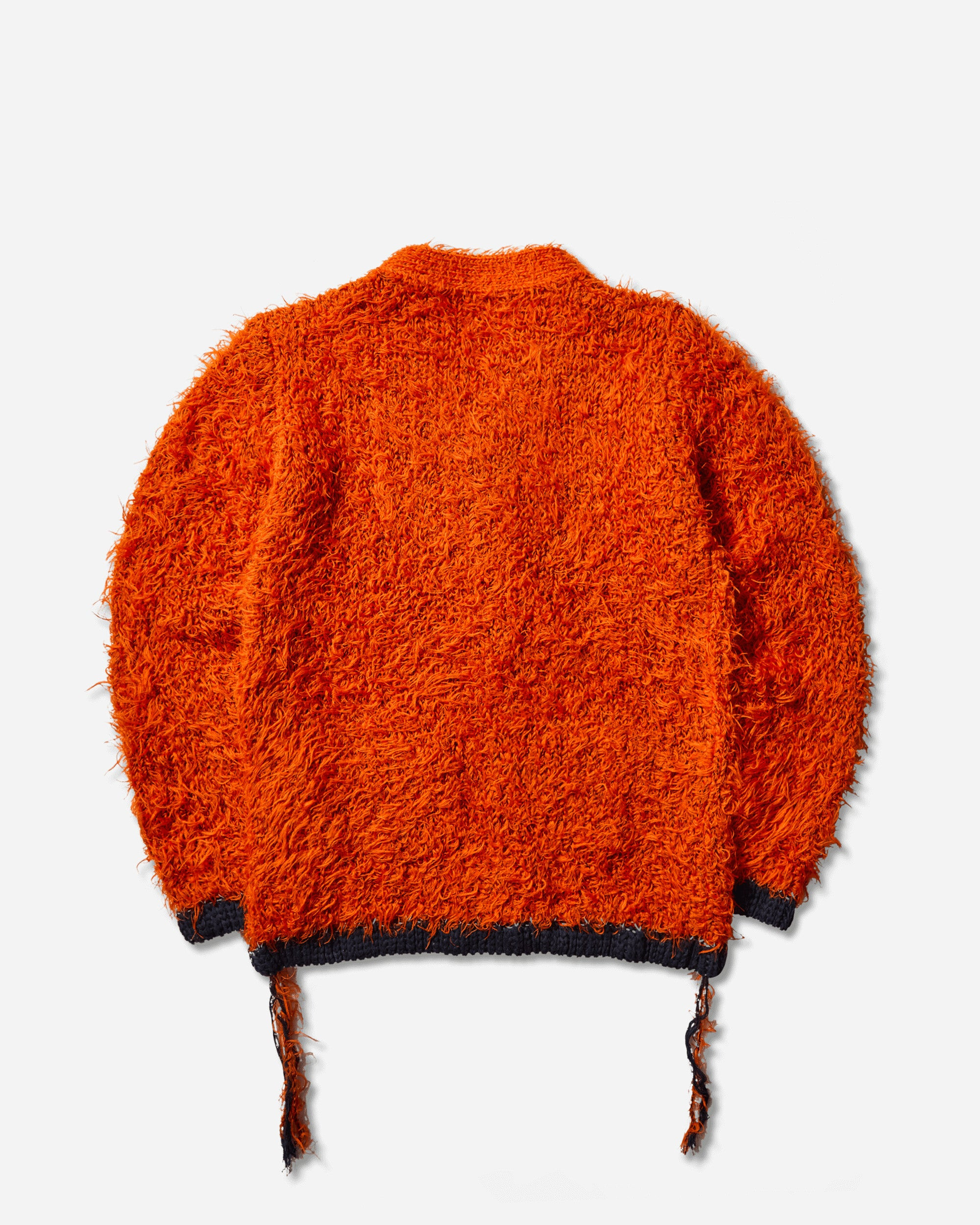 Men's Furry Knit Cardigan Orange - 2