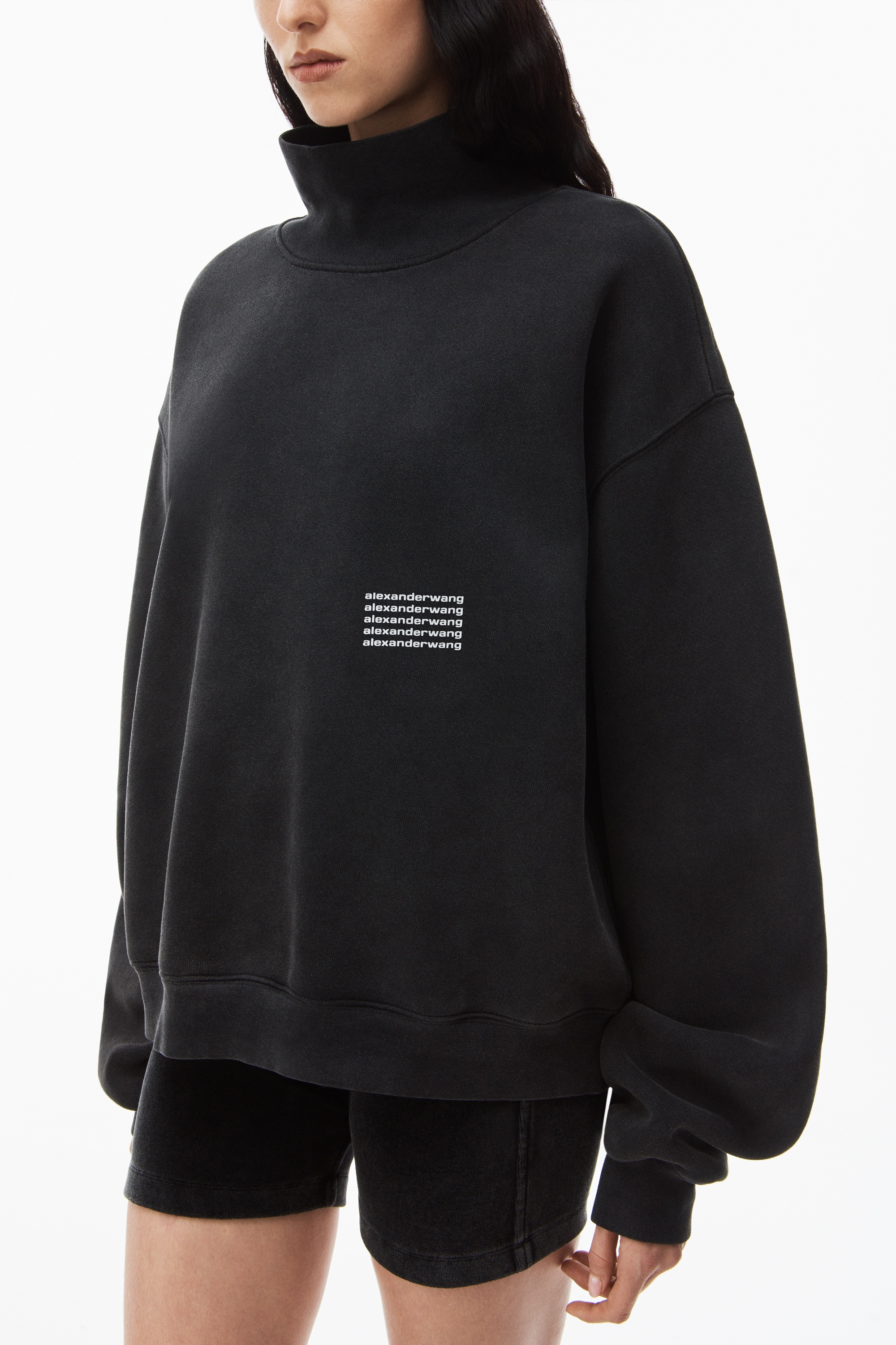 HIGH NECK PULLOVER IN DENSE FLEECE - 3