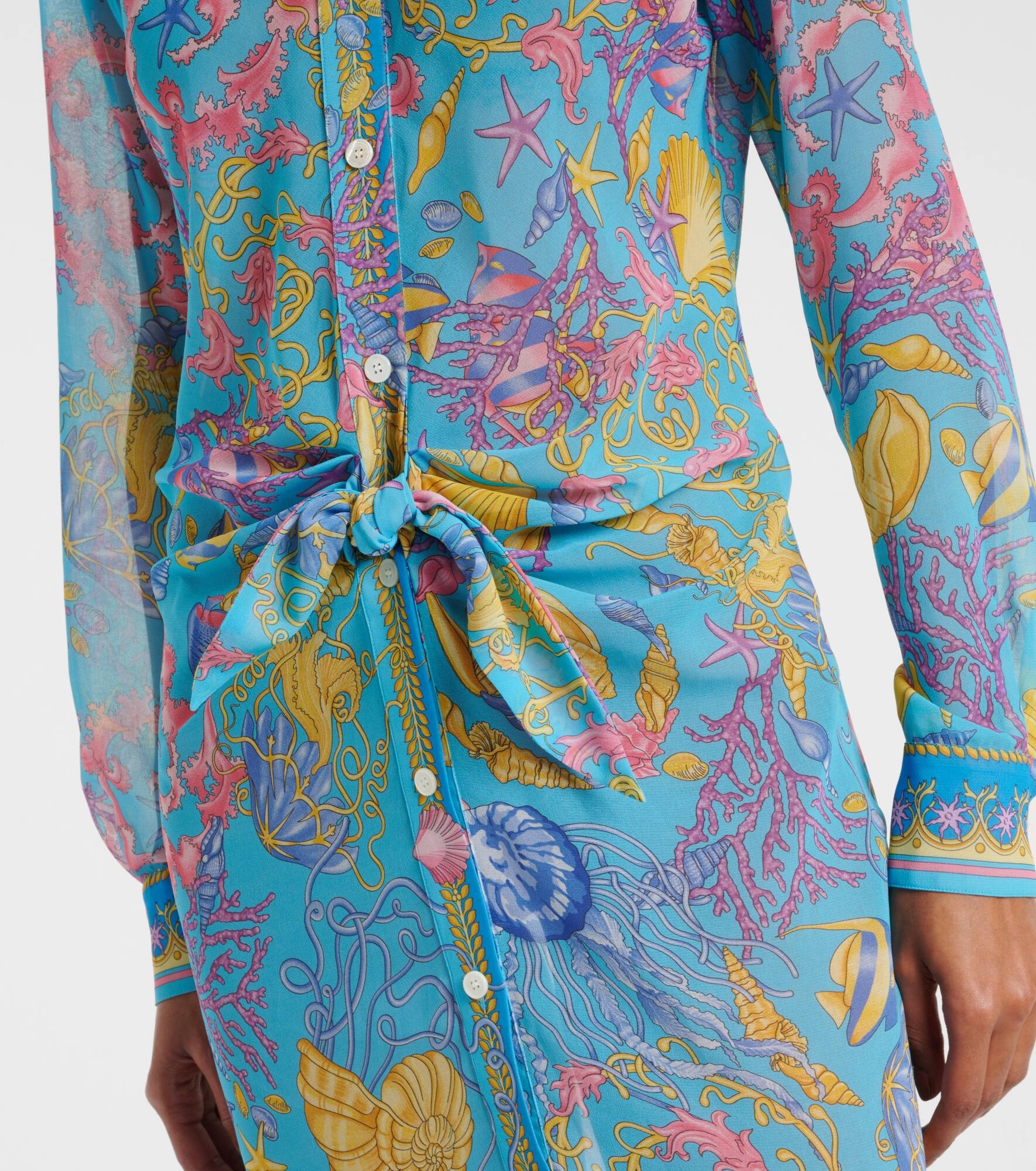 Printed semi-sheer shirt dress - 5