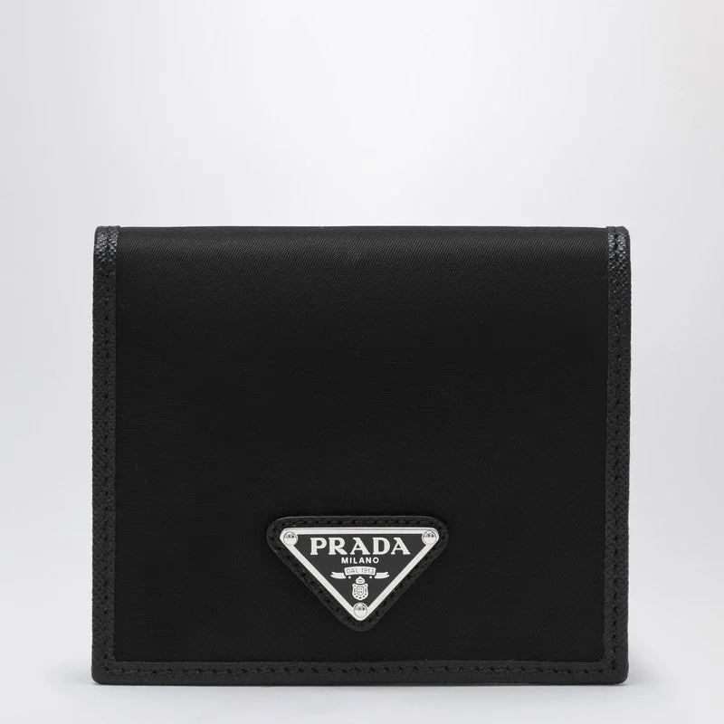 Prada Black Wallet In Nylon E Saffiano Men - 1