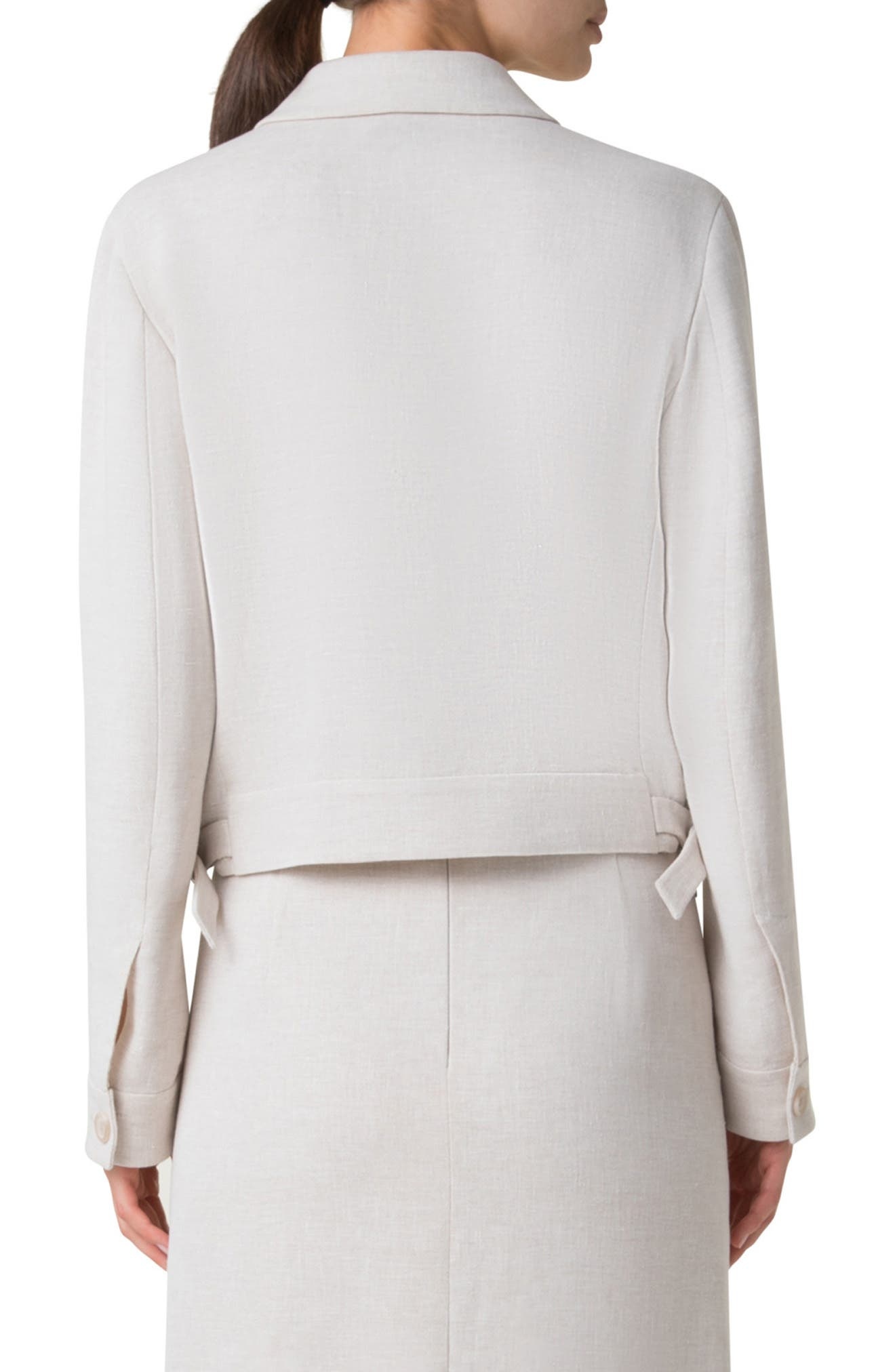 Akris Peer Crop Linen Blend Jacket in Greige at Nordstrom - 2