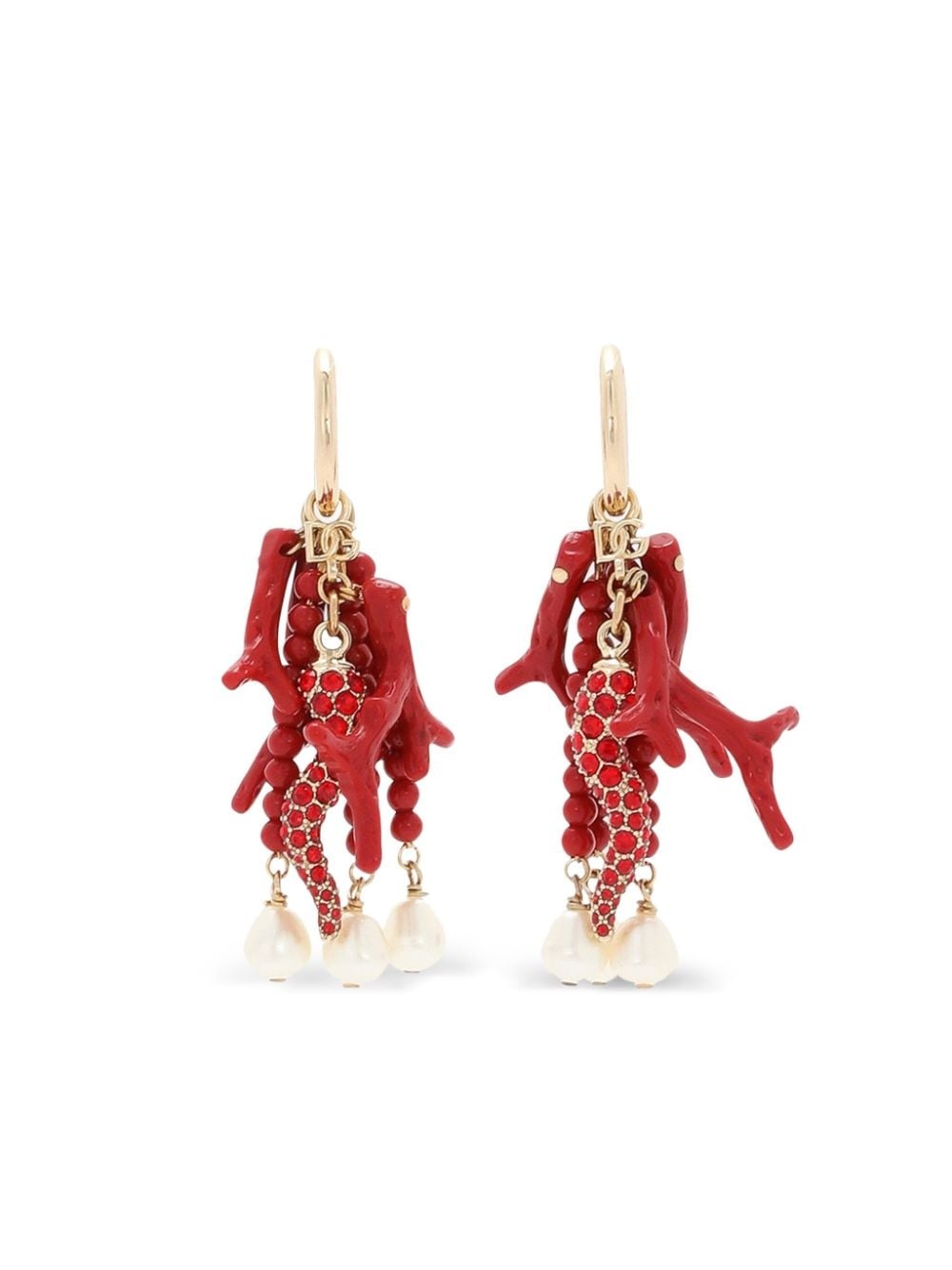 coral drop hoop earrings - 1