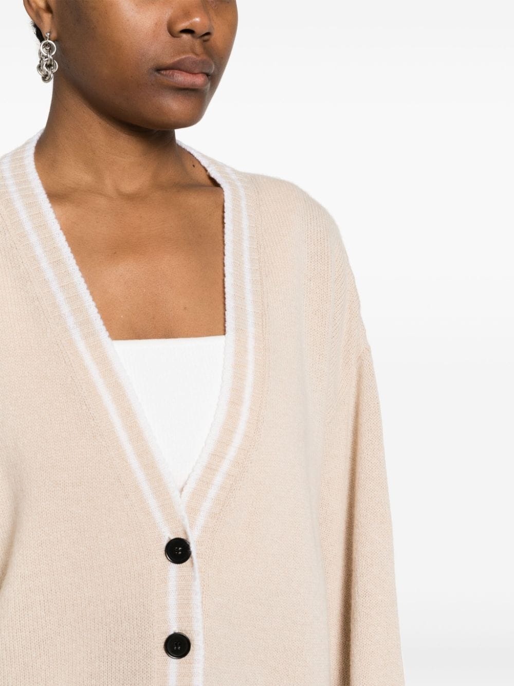 embroidered-logo cardigan - 5