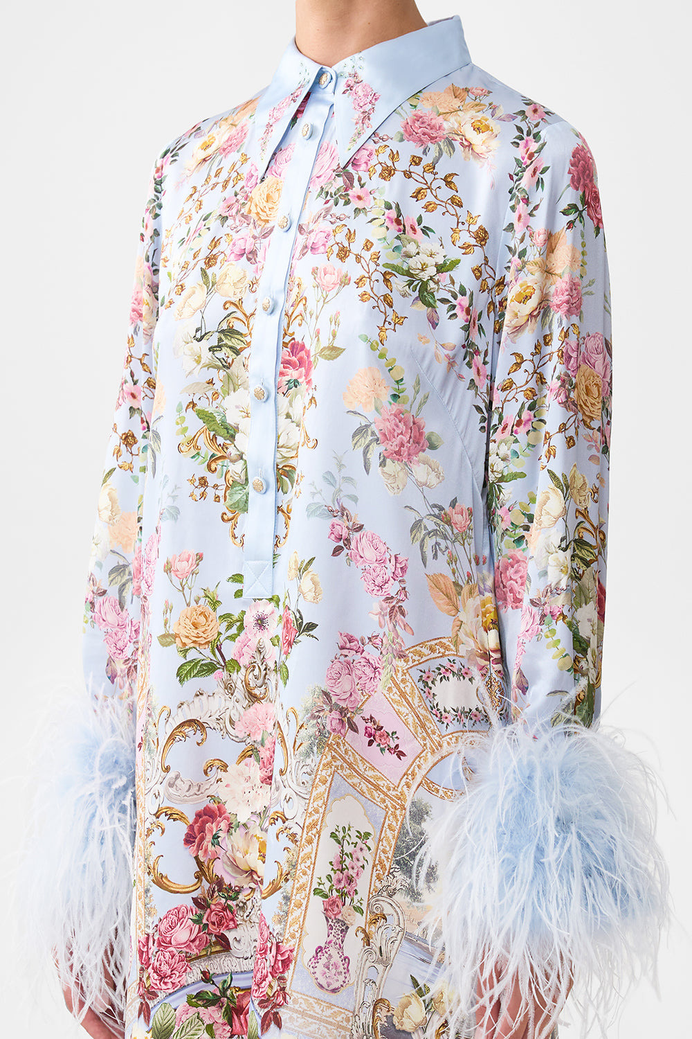 MINI SHIRT DRESS WITH FEATHERS - 5