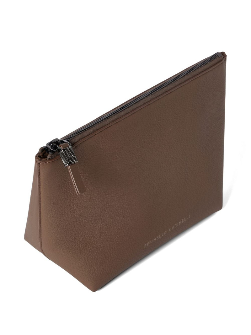 grained calfskin pouch with shiny zipper pull 5
