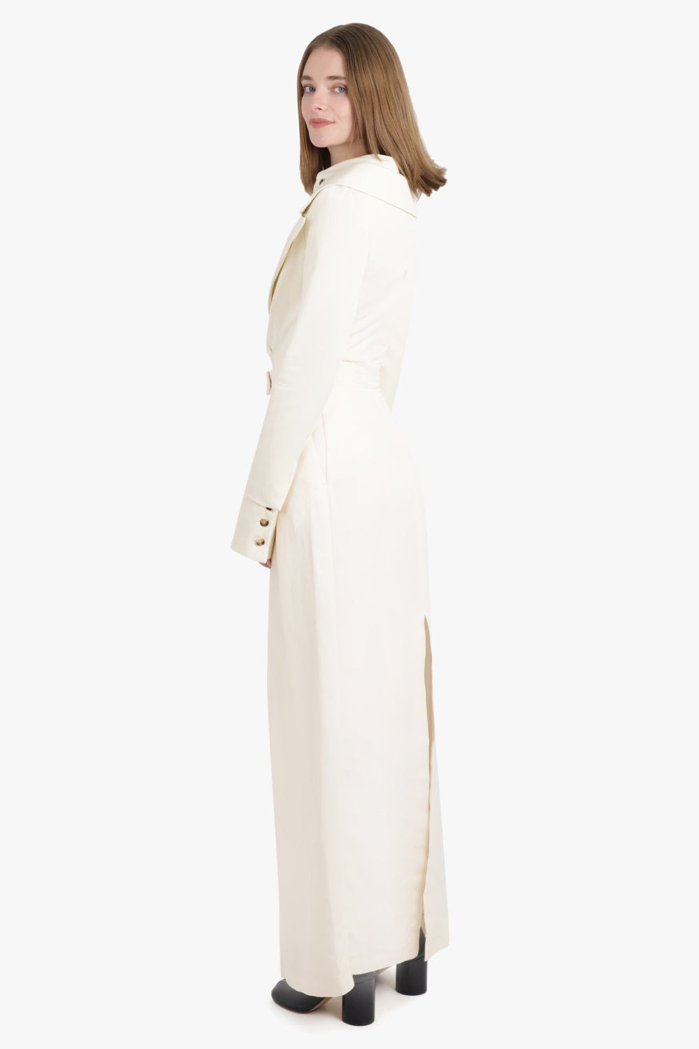 LOW CUT DECOLLETE CROSSOVER SHIRT JACKET DETAIL BODYSUIT | IVORY - 6