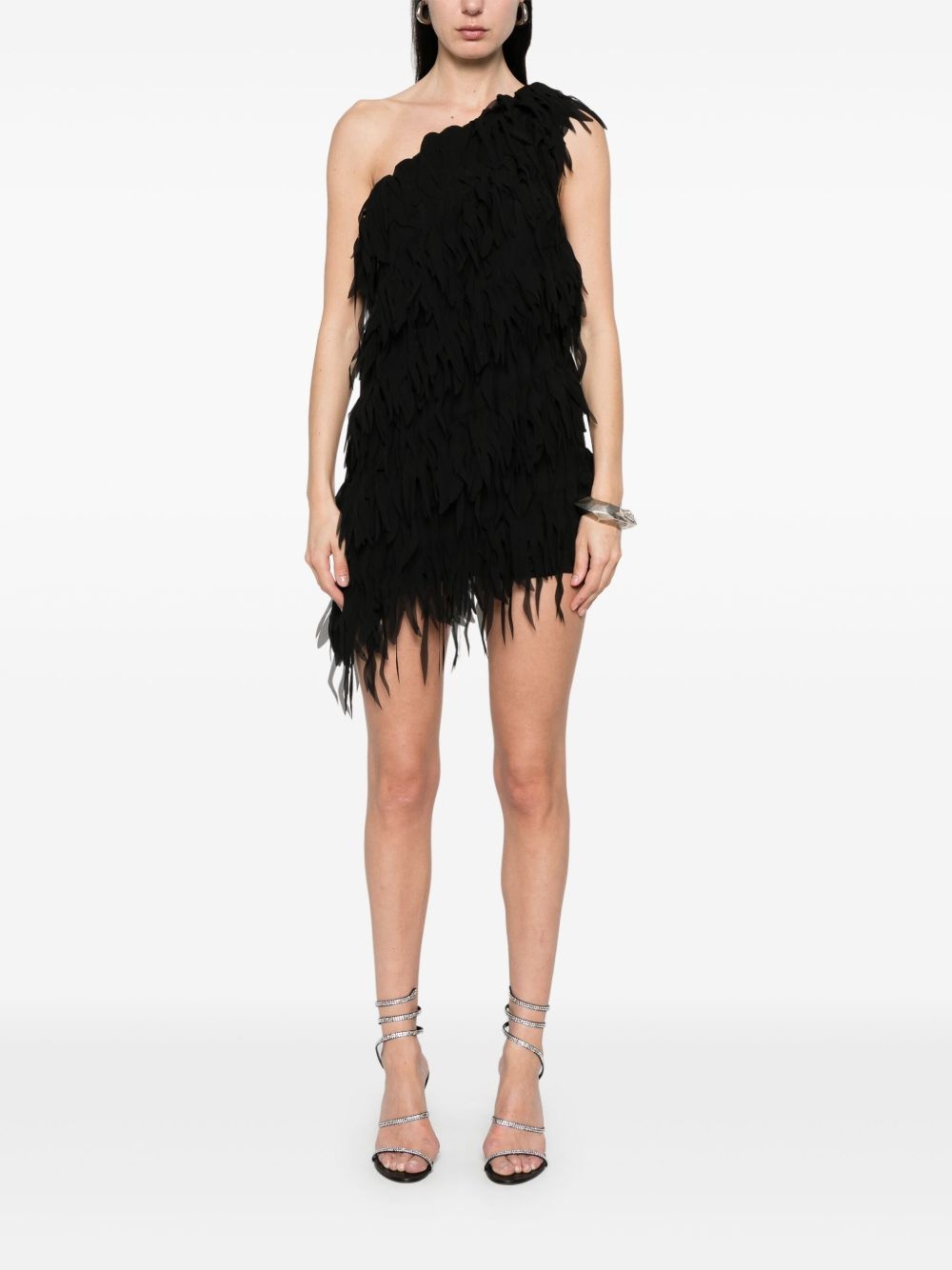fringed georgette mini dress - 2