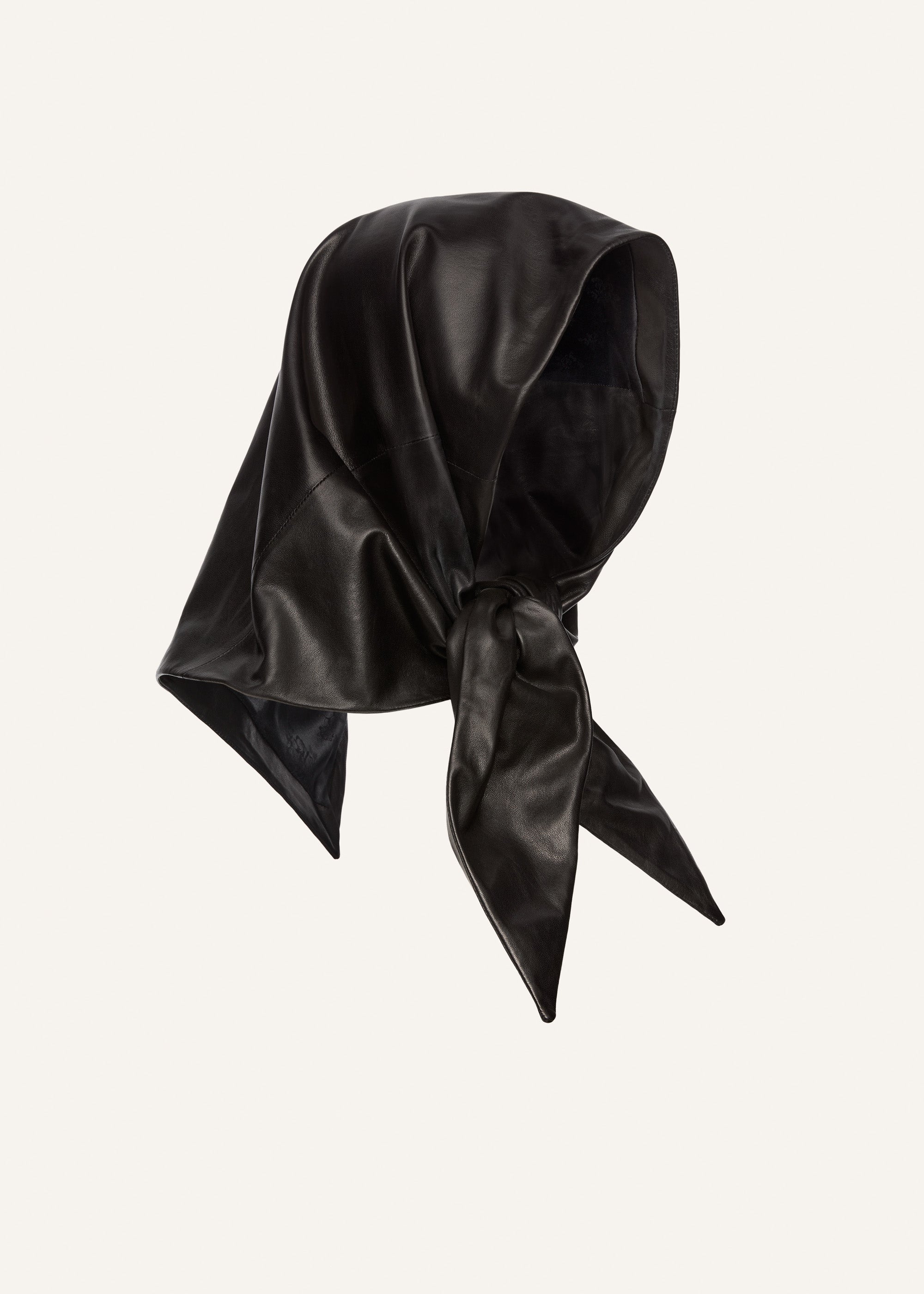 Leather tie scarf in black - 2