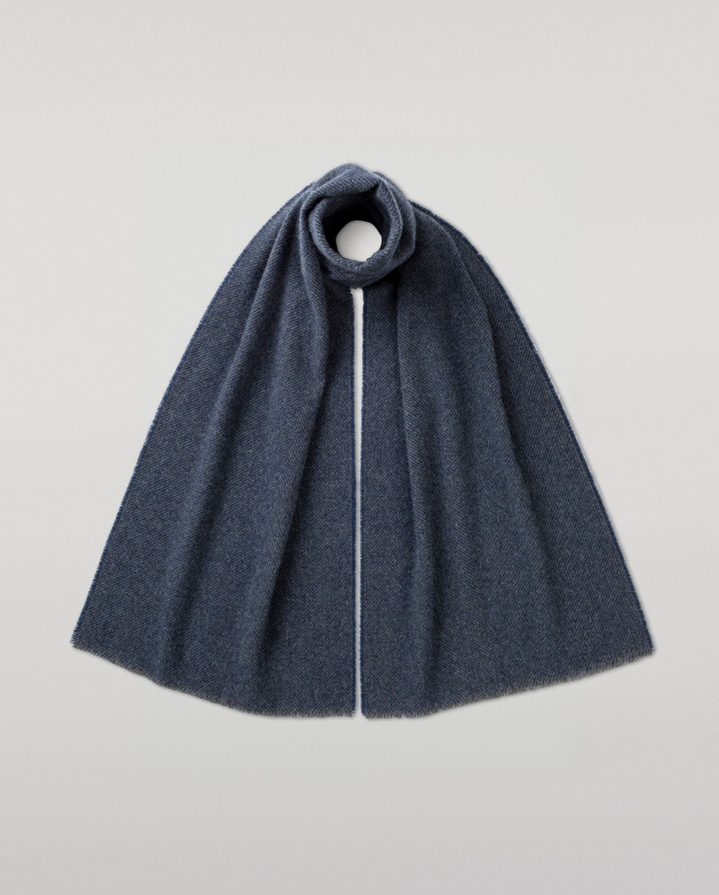 Mountain Twill Blue Cashmere Scarf 1