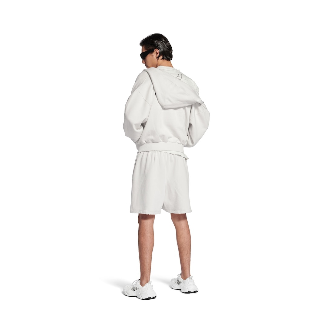 Men's Balenciaga Back Shorts in Dirty White/blue - 4