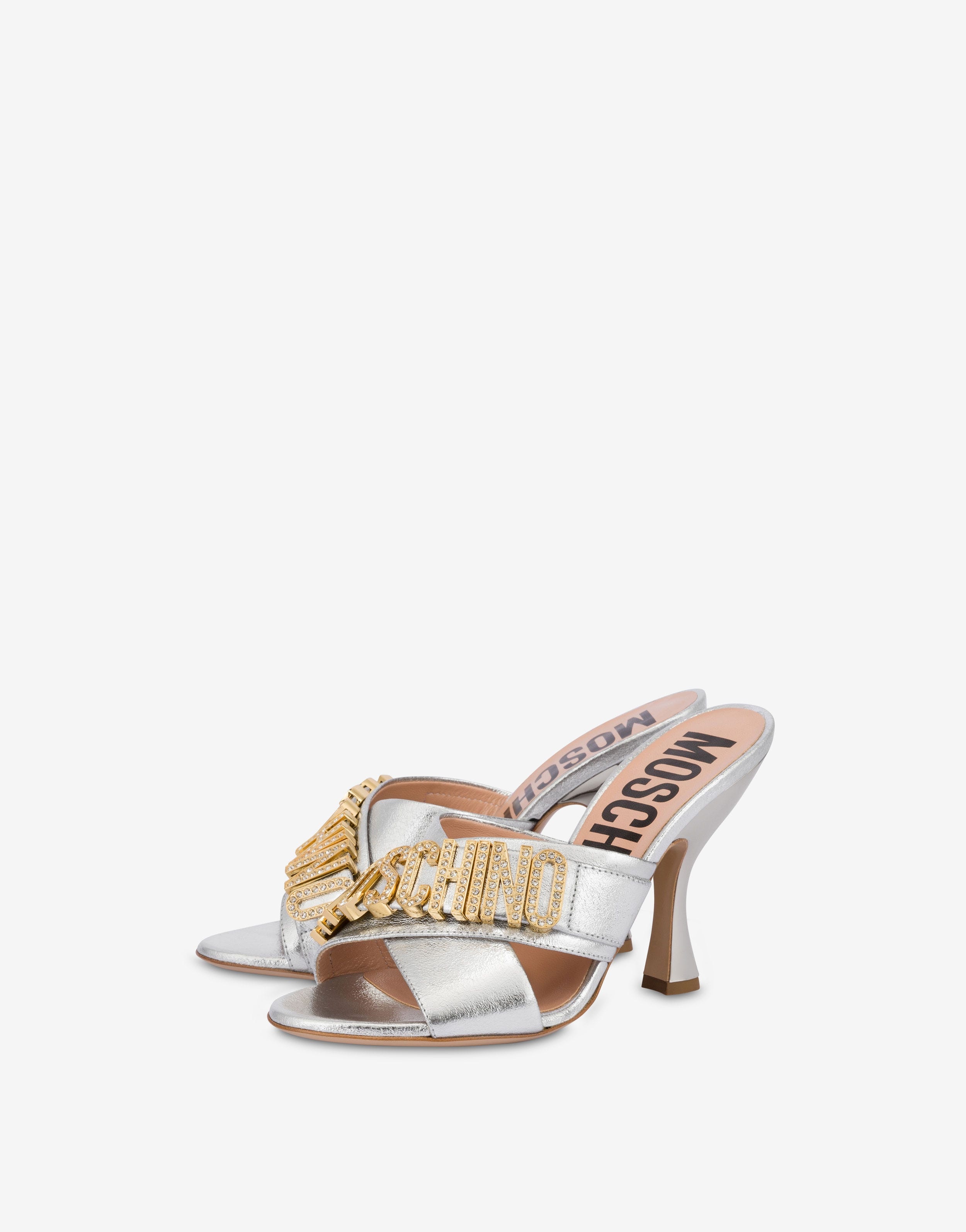 FOILED JEWEL LOGO HEELED SANDALS - 1