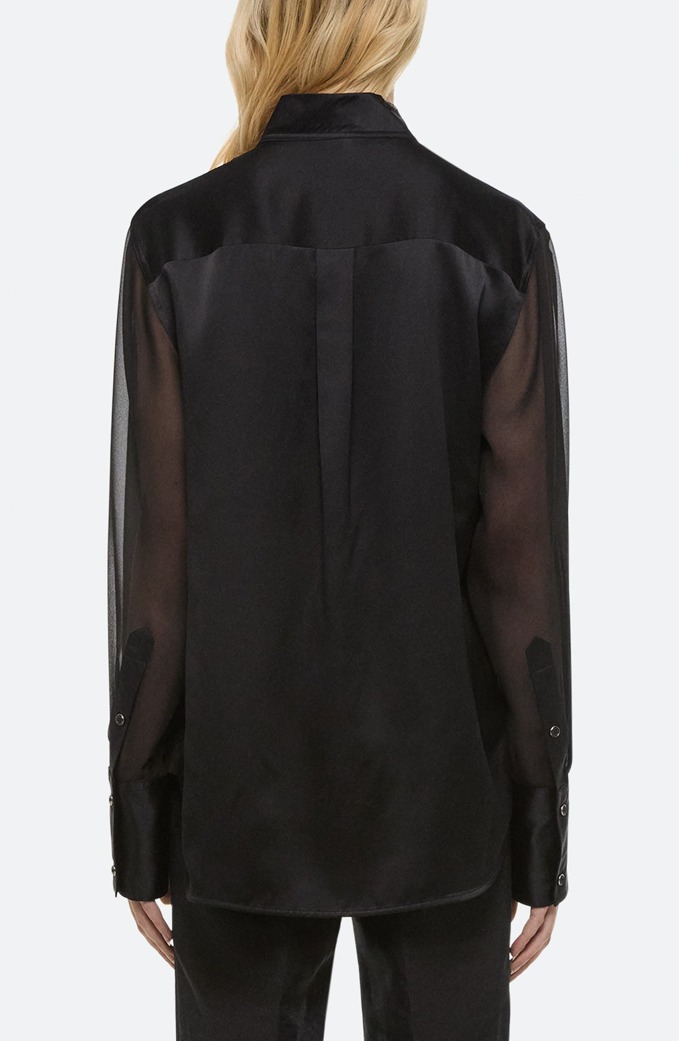 Helmut Lang Relaxed Fit Silk Shirt in Black at Nordstrom - 2