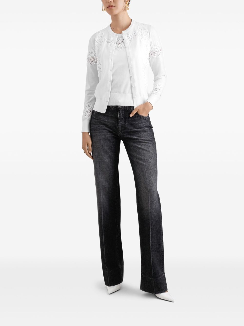 lace-detailing cardigan - 2