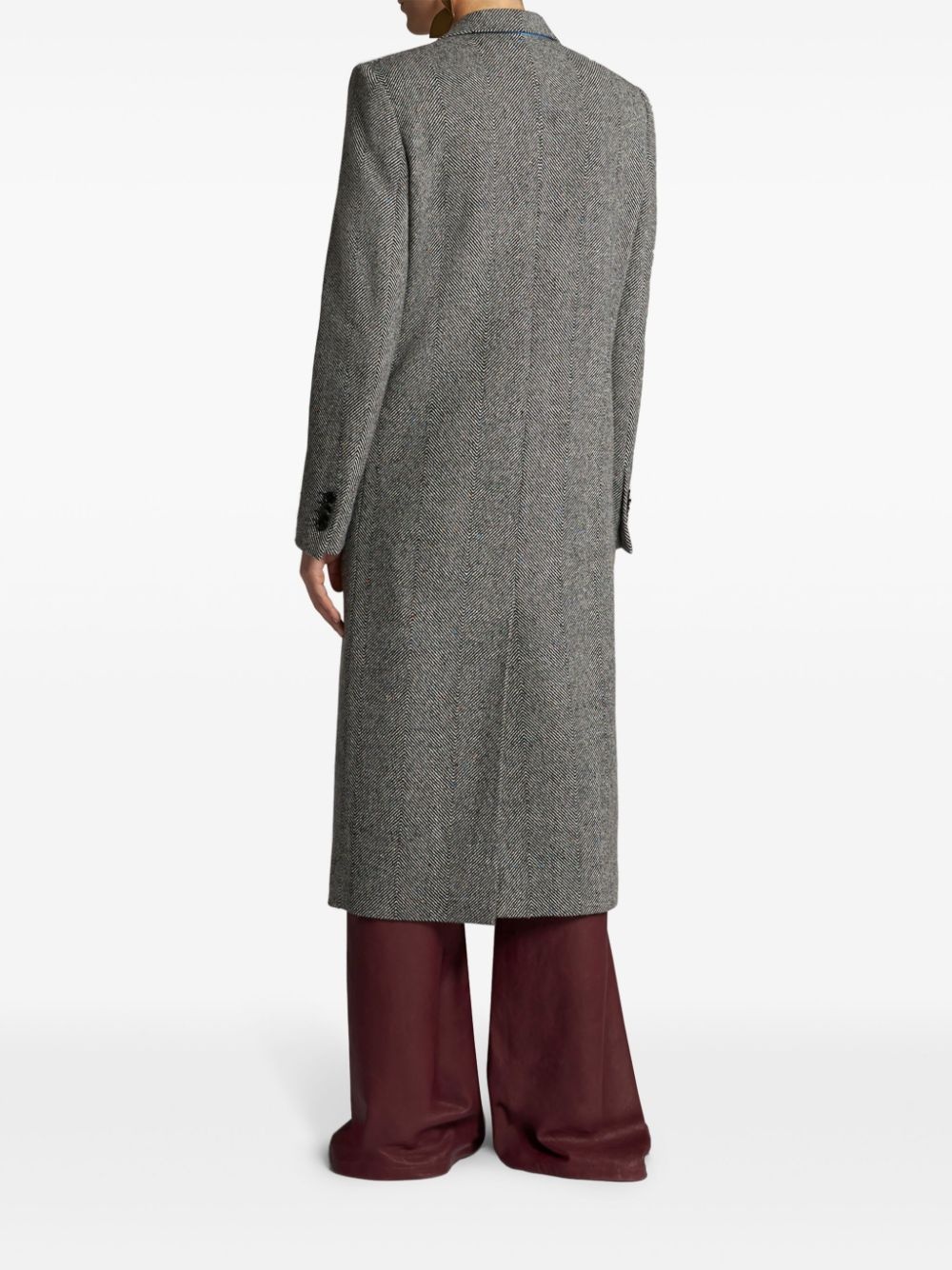 herringbone-pattern double-breasted coat - 3