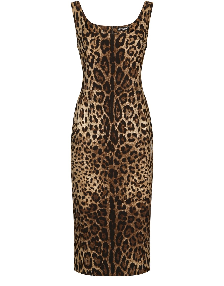 Leopard-print charmeuse midi dress - 1