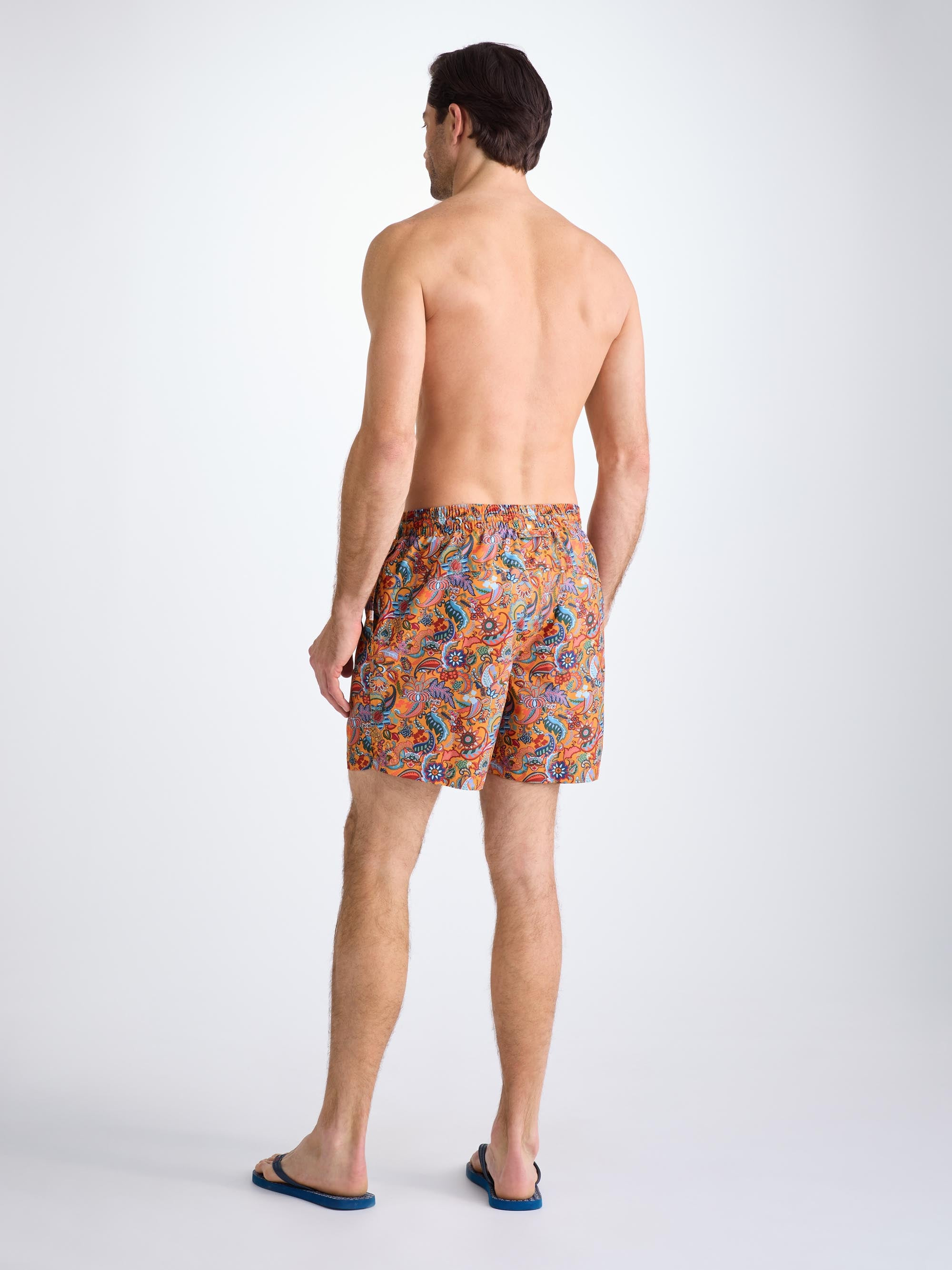 Men's Swim Shorts Apricot Jungle Paisley Print - 4