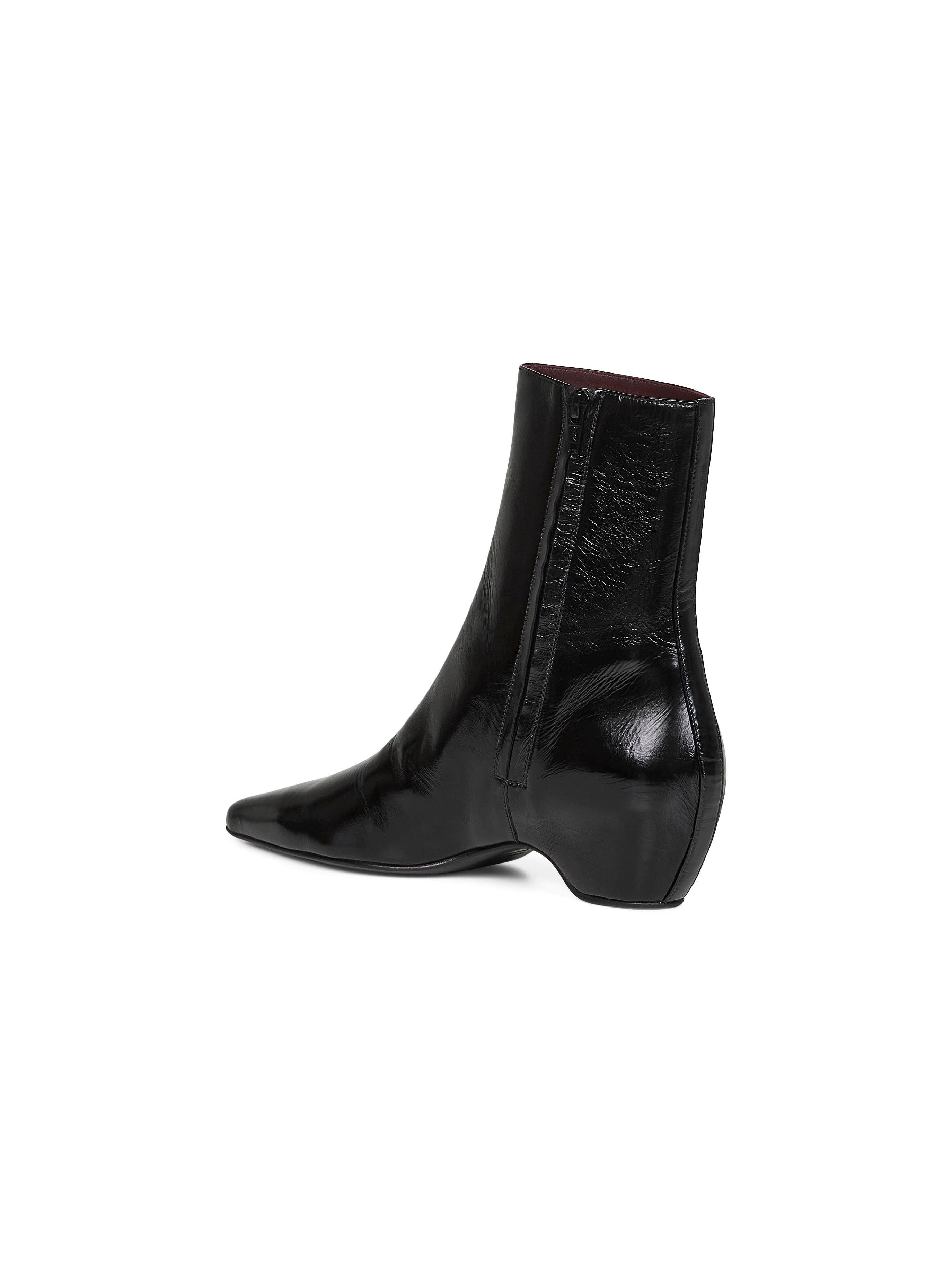 Black glazed leather Sybil ankle boots - 3