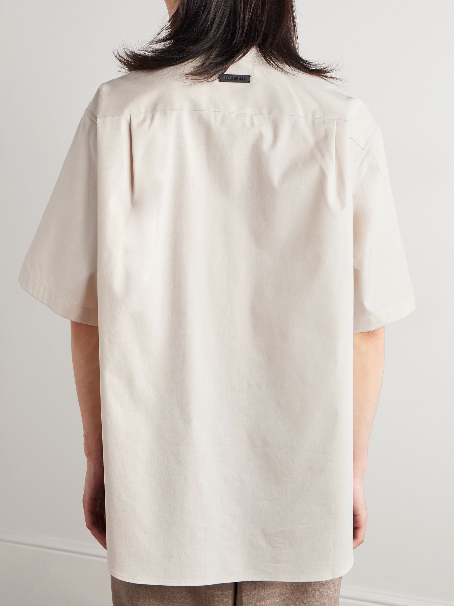 Oversized Stretch-Cotton and Wool-Blend Oxford Shirt Ivory - 3
